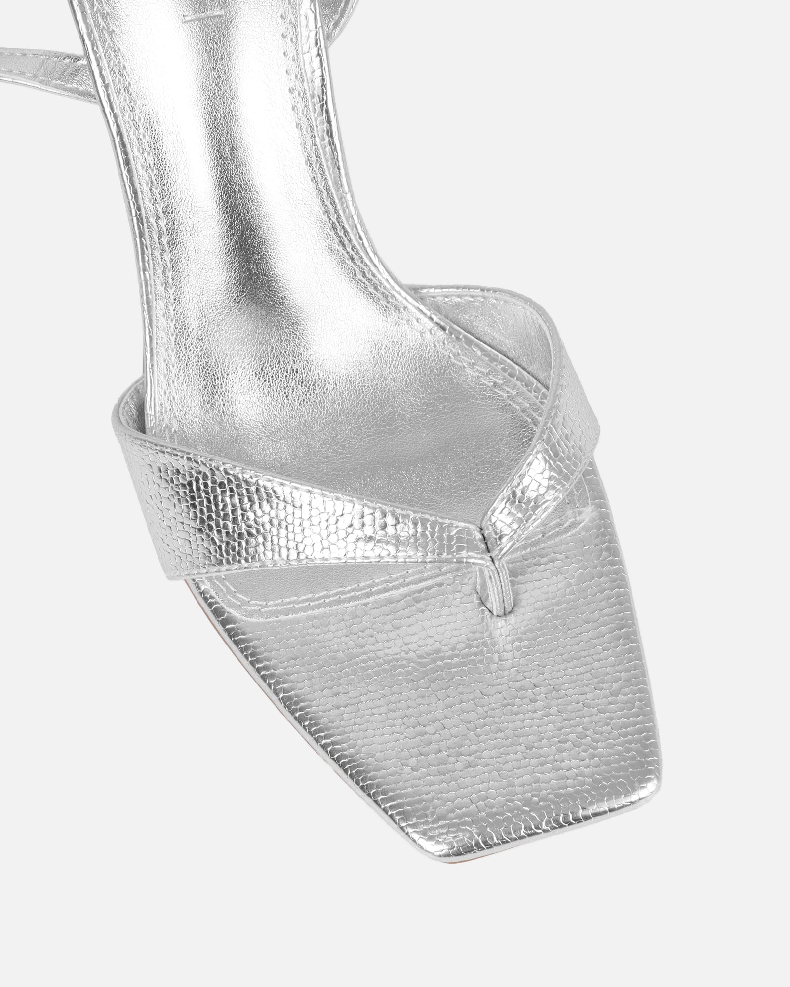 Ebba silver crackle heeled sandals