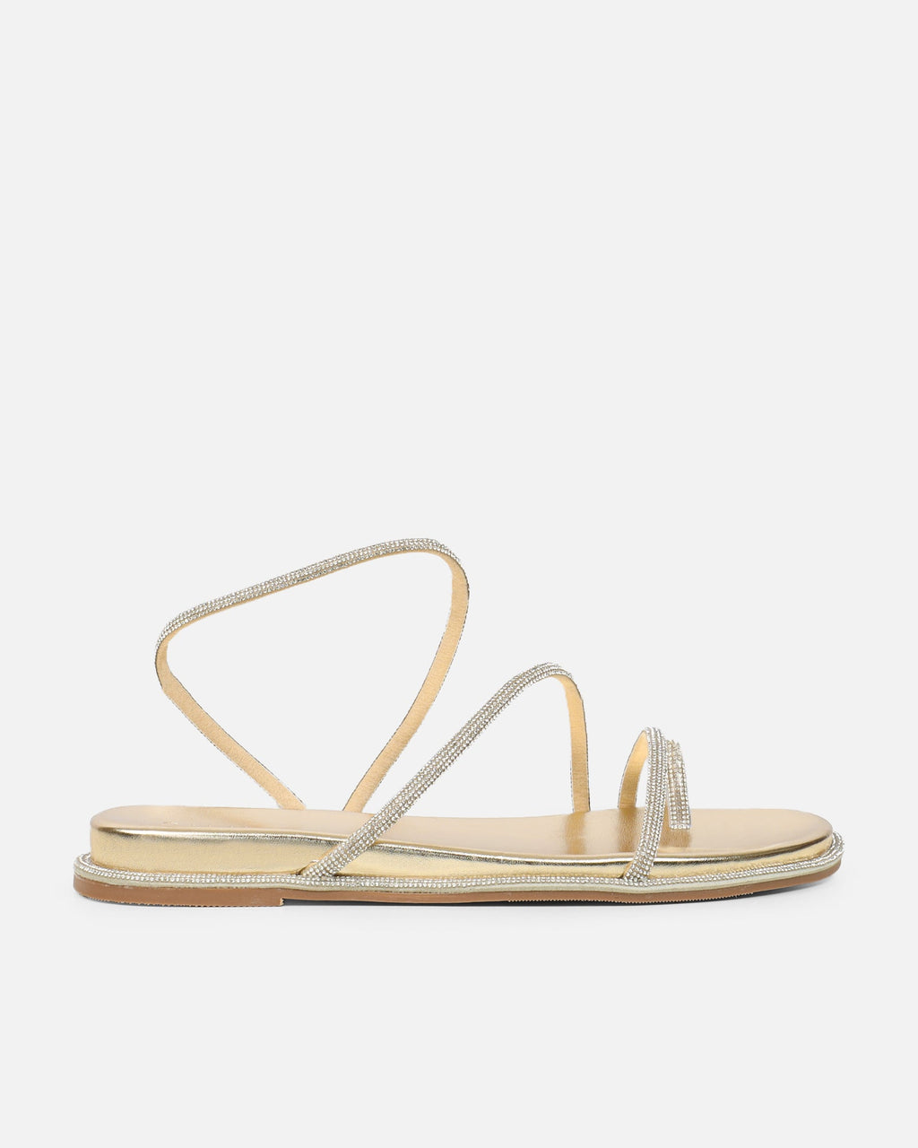 Ede Gold Metallic Diamante Toe Loop Sandals