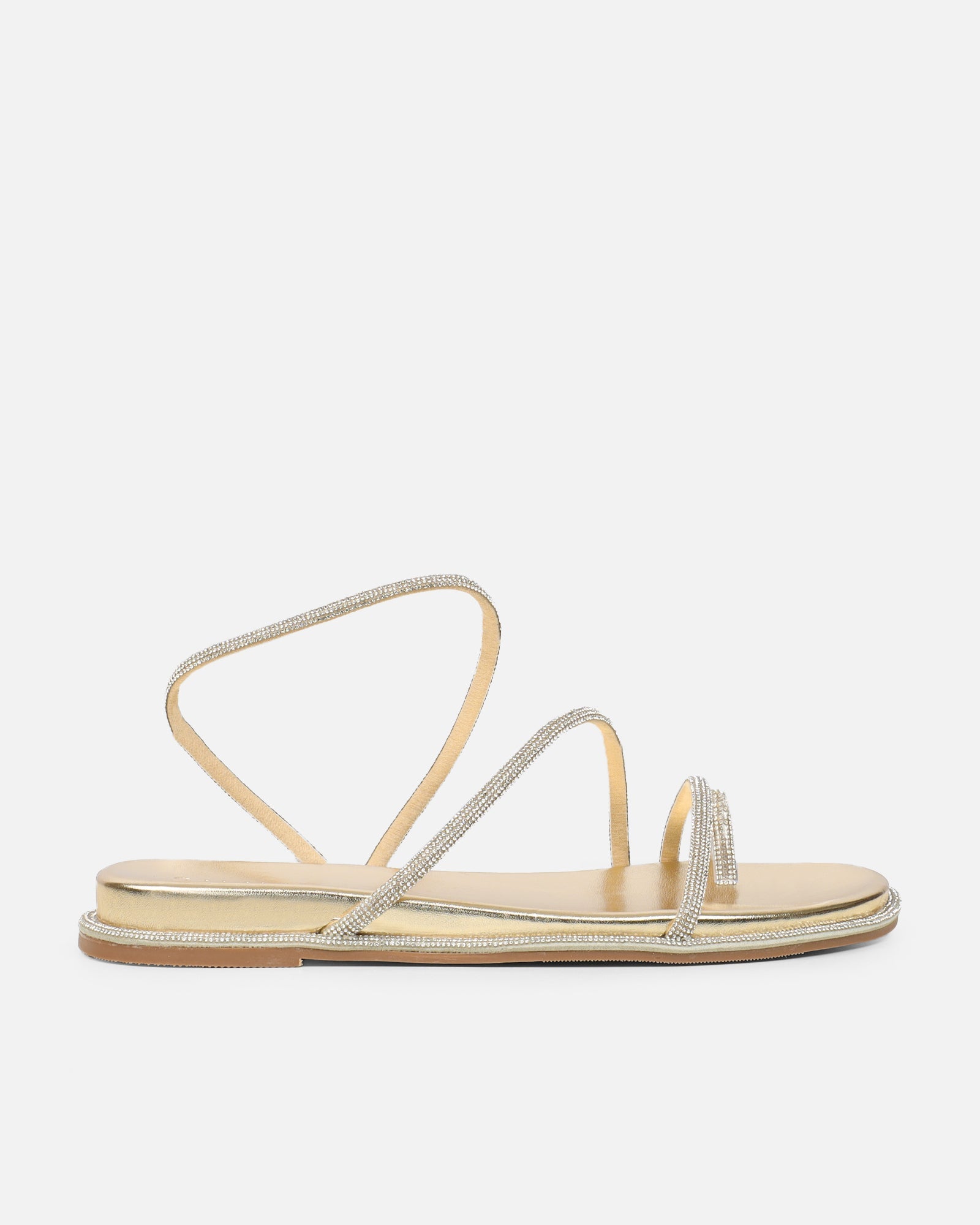 Ede Gold Metallic Diamante Toe Loop Sandals