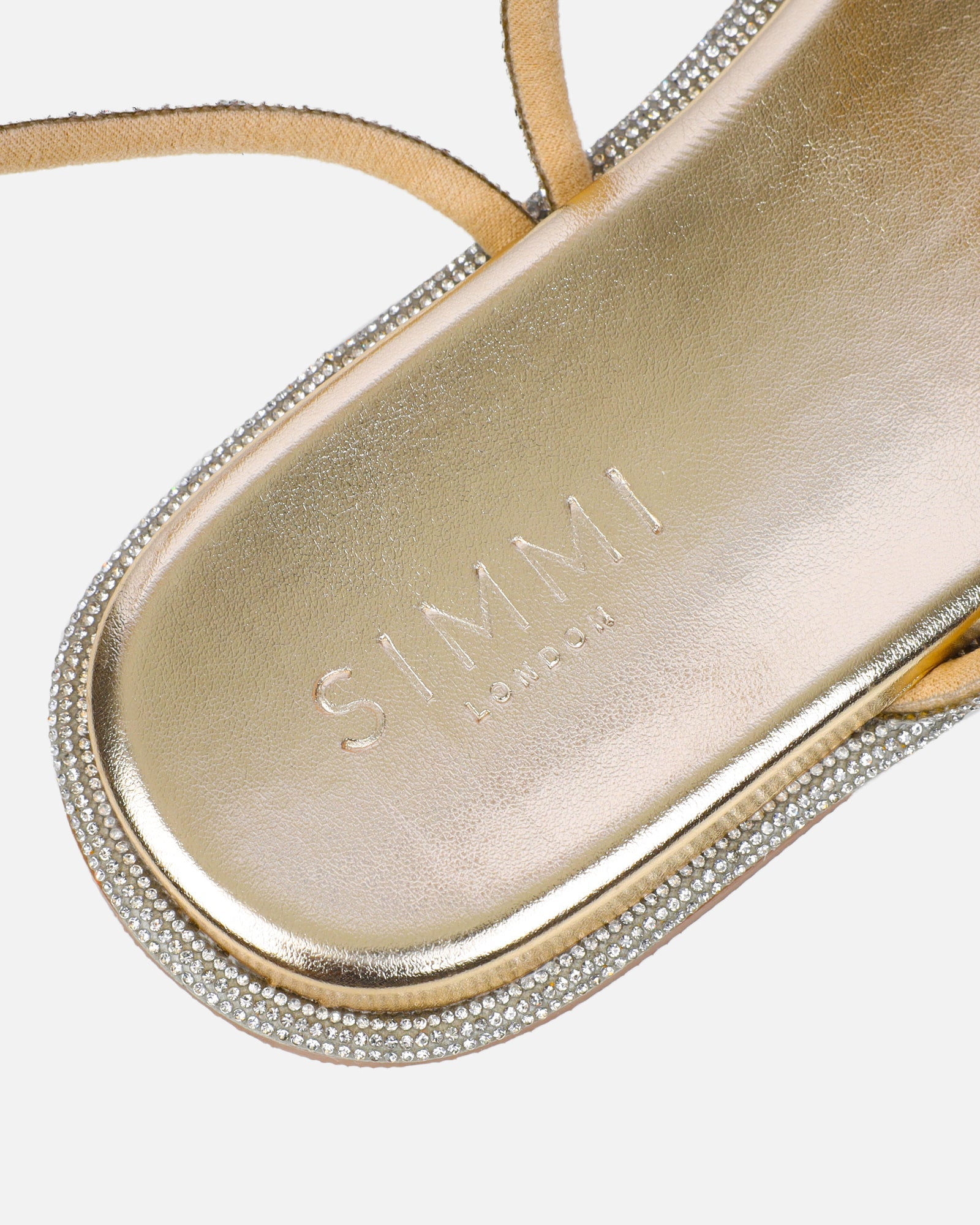 Ede Gold Metallic Diamante Toe Loop Sandals