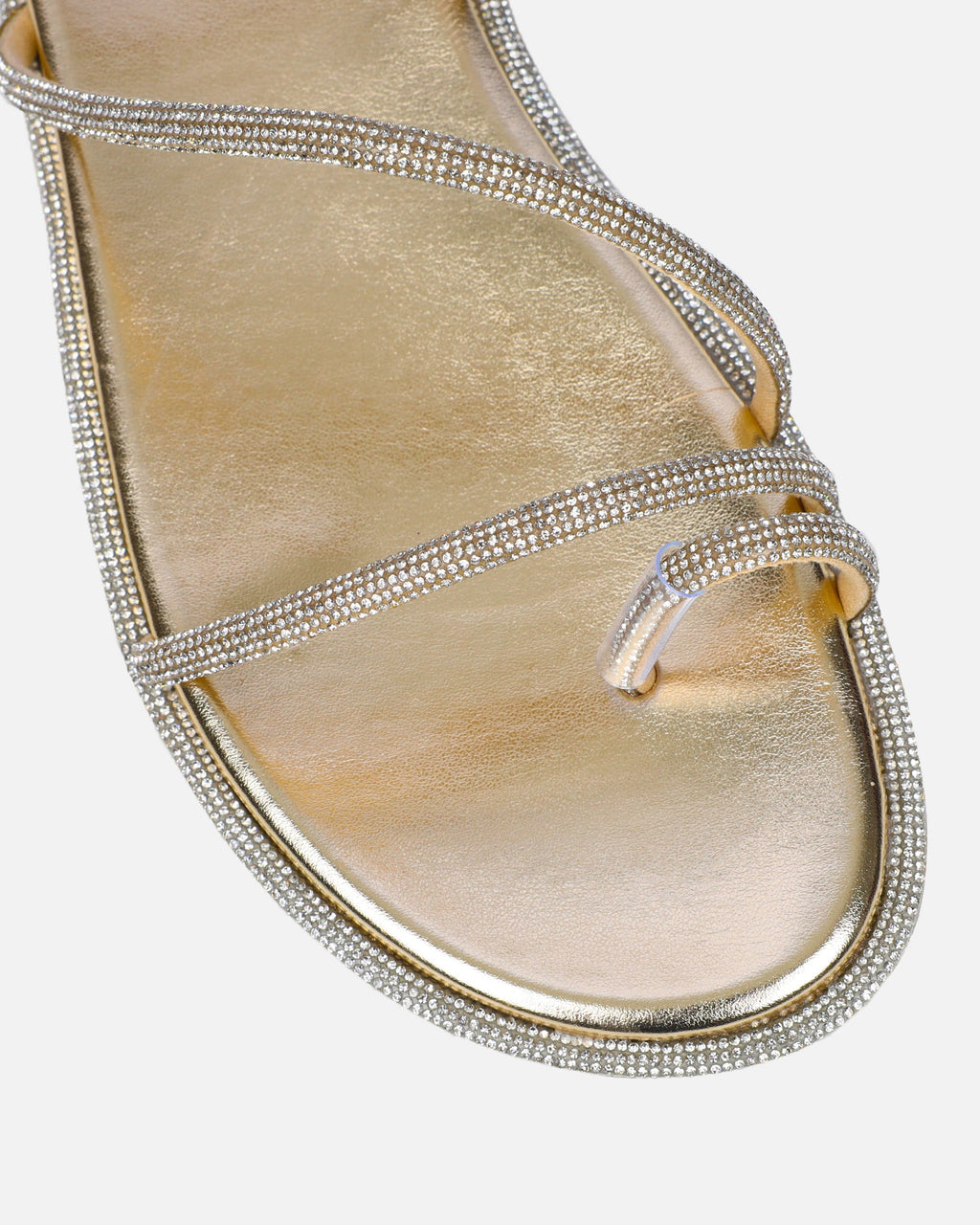 Ede Gold Metallic Diamante Toe Loop Sandals