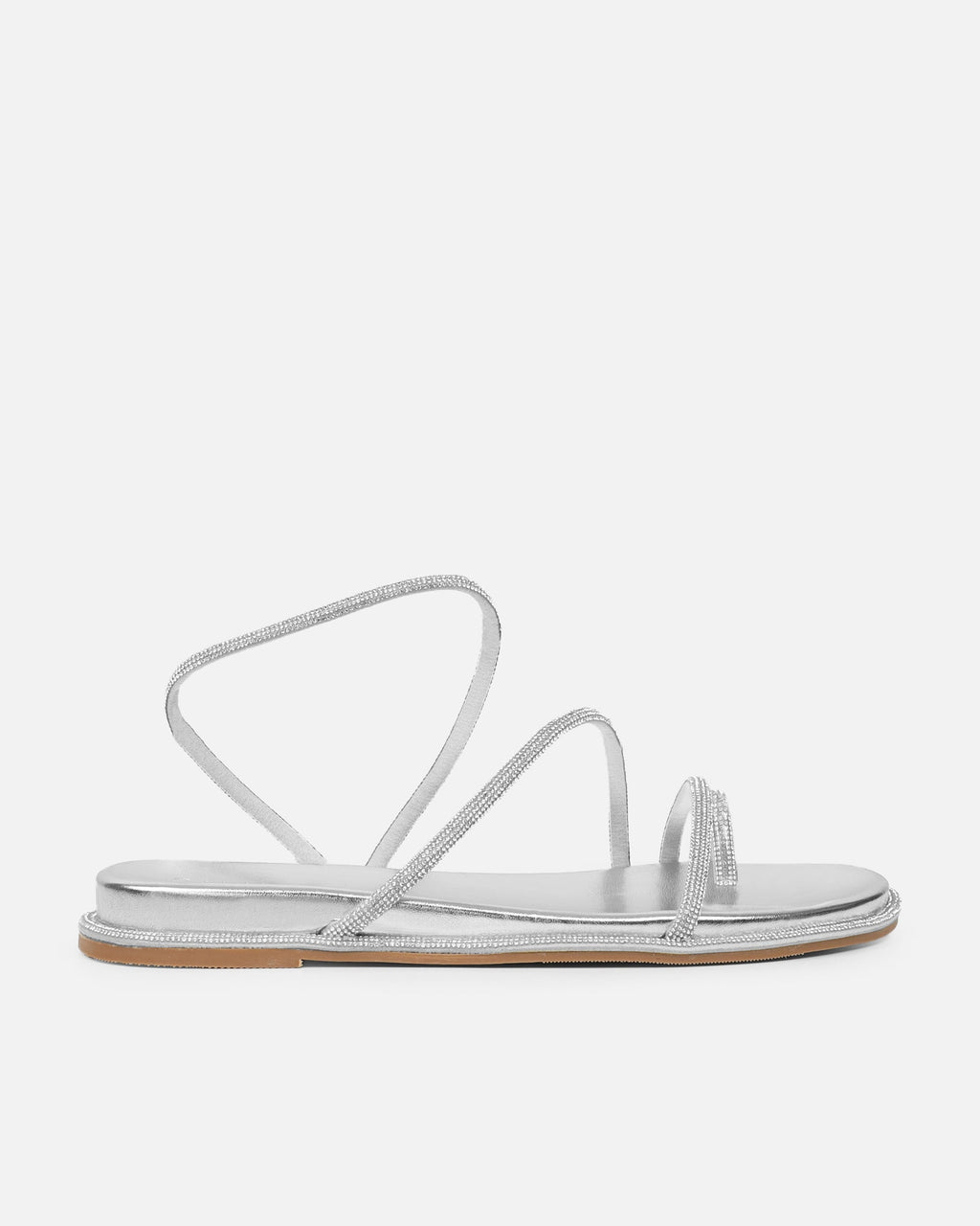 Ede Silver Metallic Diamante Toe Loop Sandals