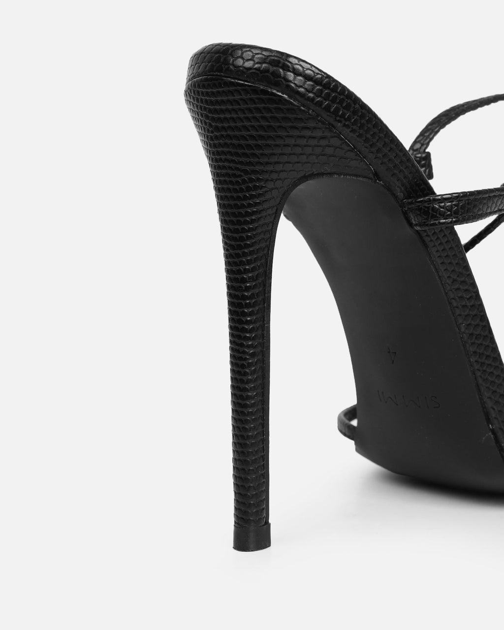 Elous Black Snake Gold Detail Heeled Sandals