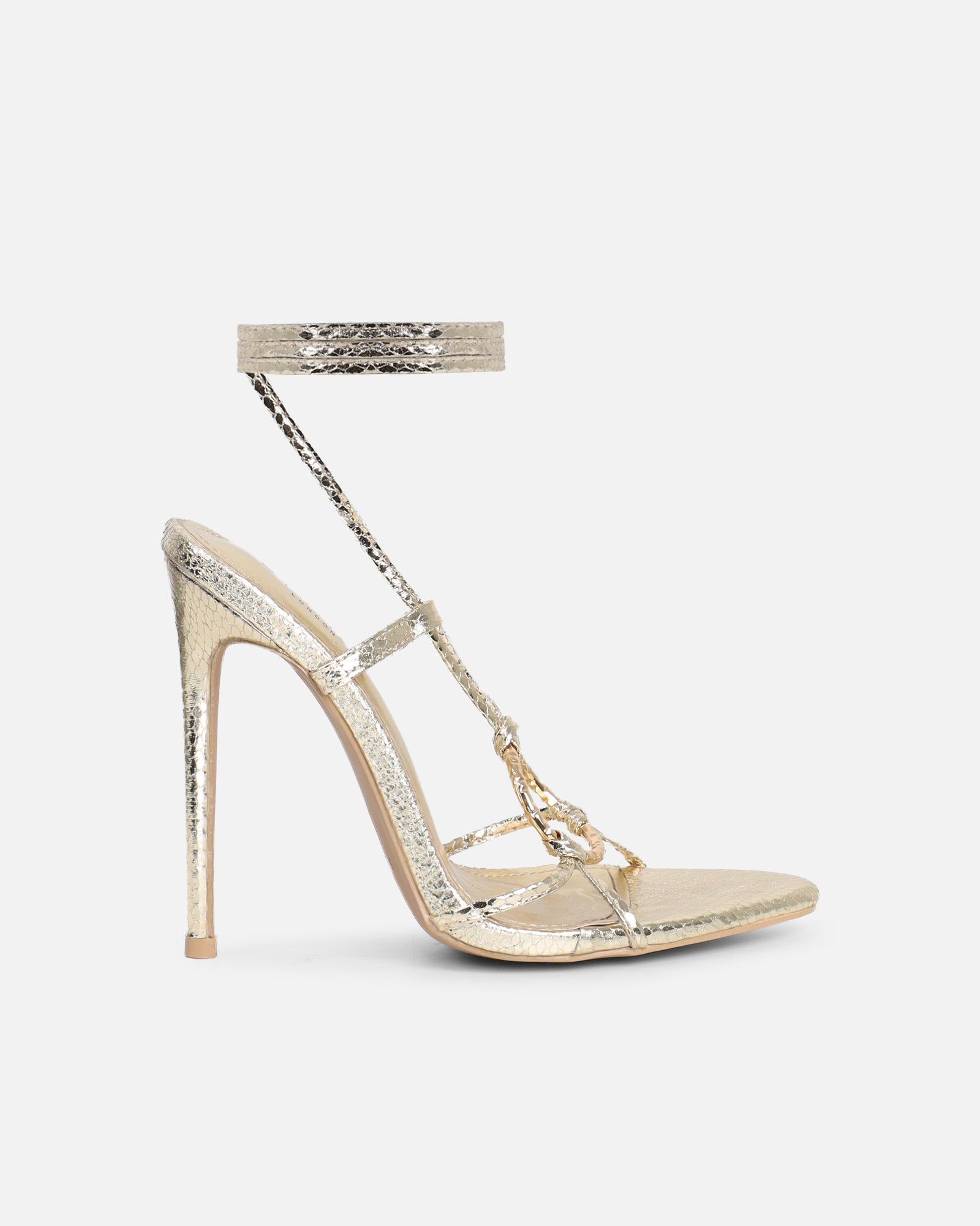 Elous Gold Snake Gold Detail Heeled Sandals