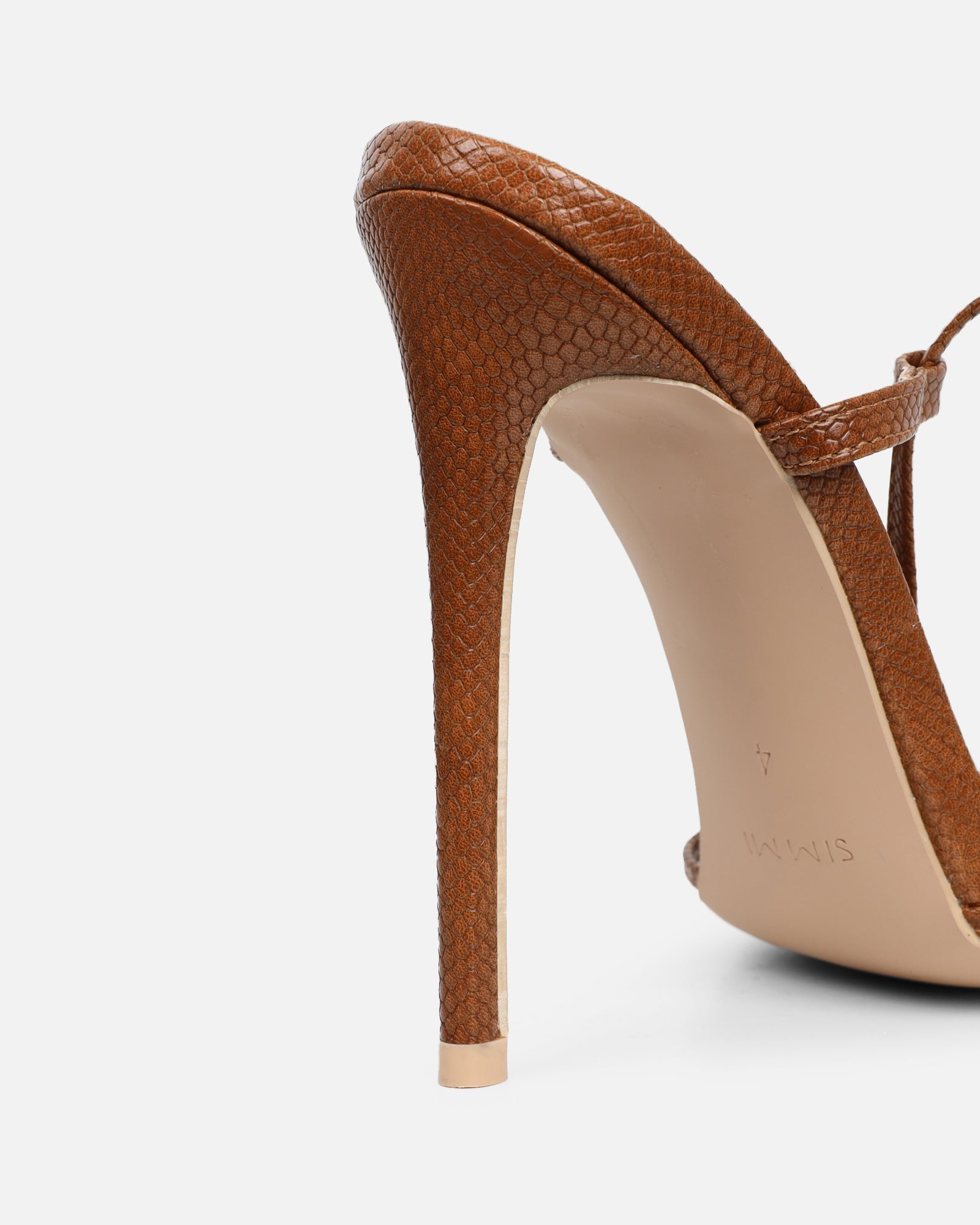 Elous Tan Snake Gold Detail Heeled Sandals