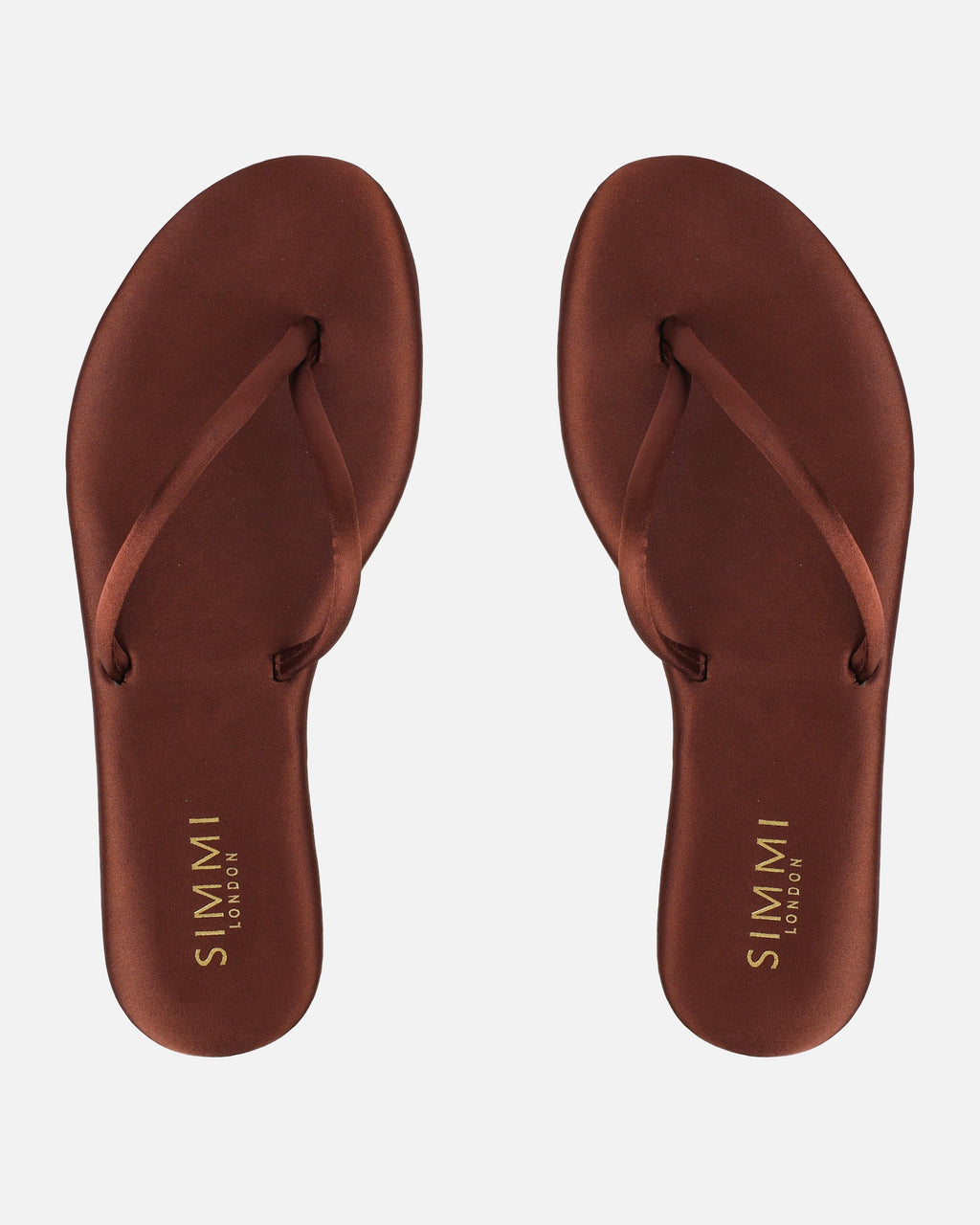 Elmas Chocolate Brown Satin Toe Post Sandals