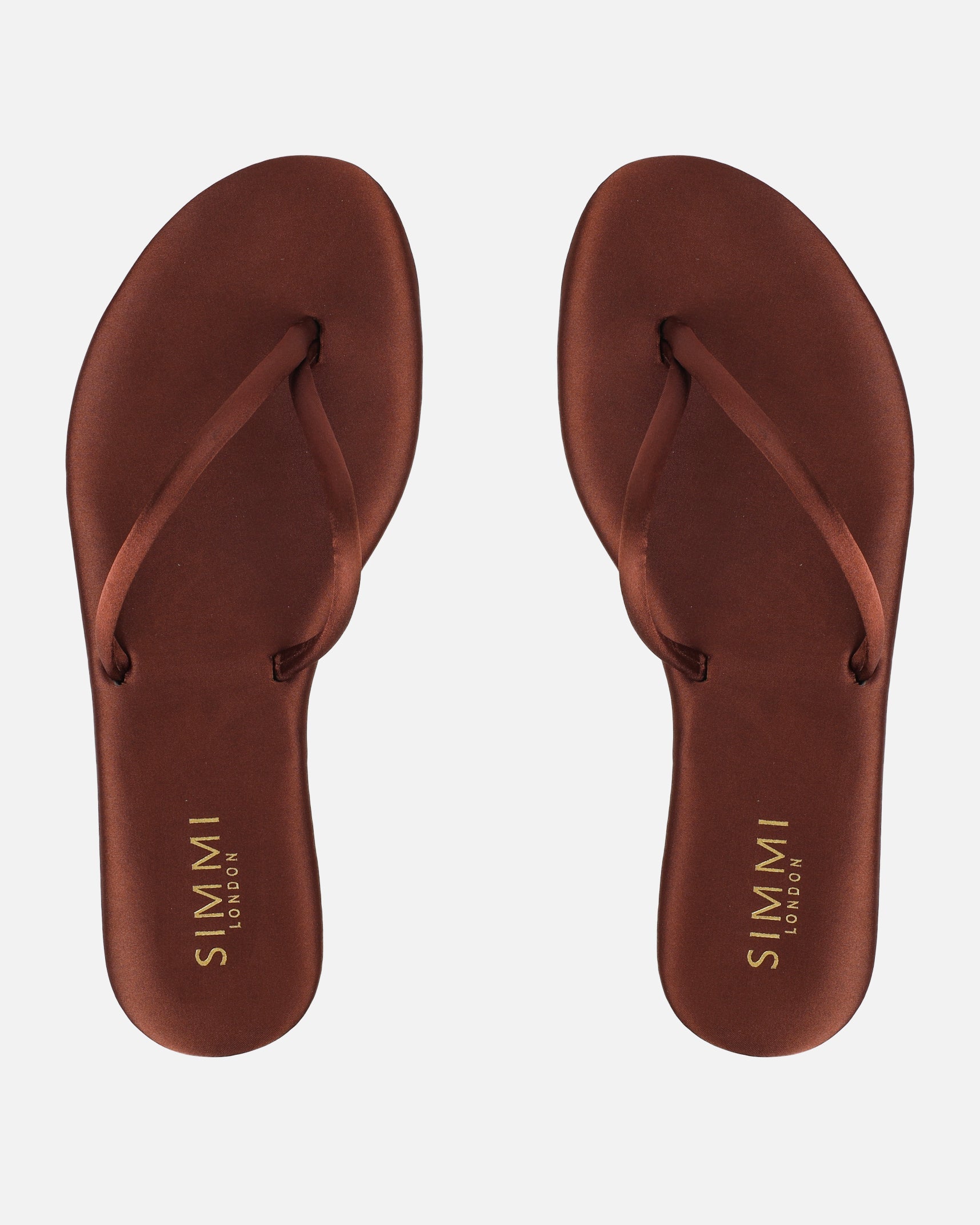 Elmas Chocolate Brown Satin Toe Post Sandals