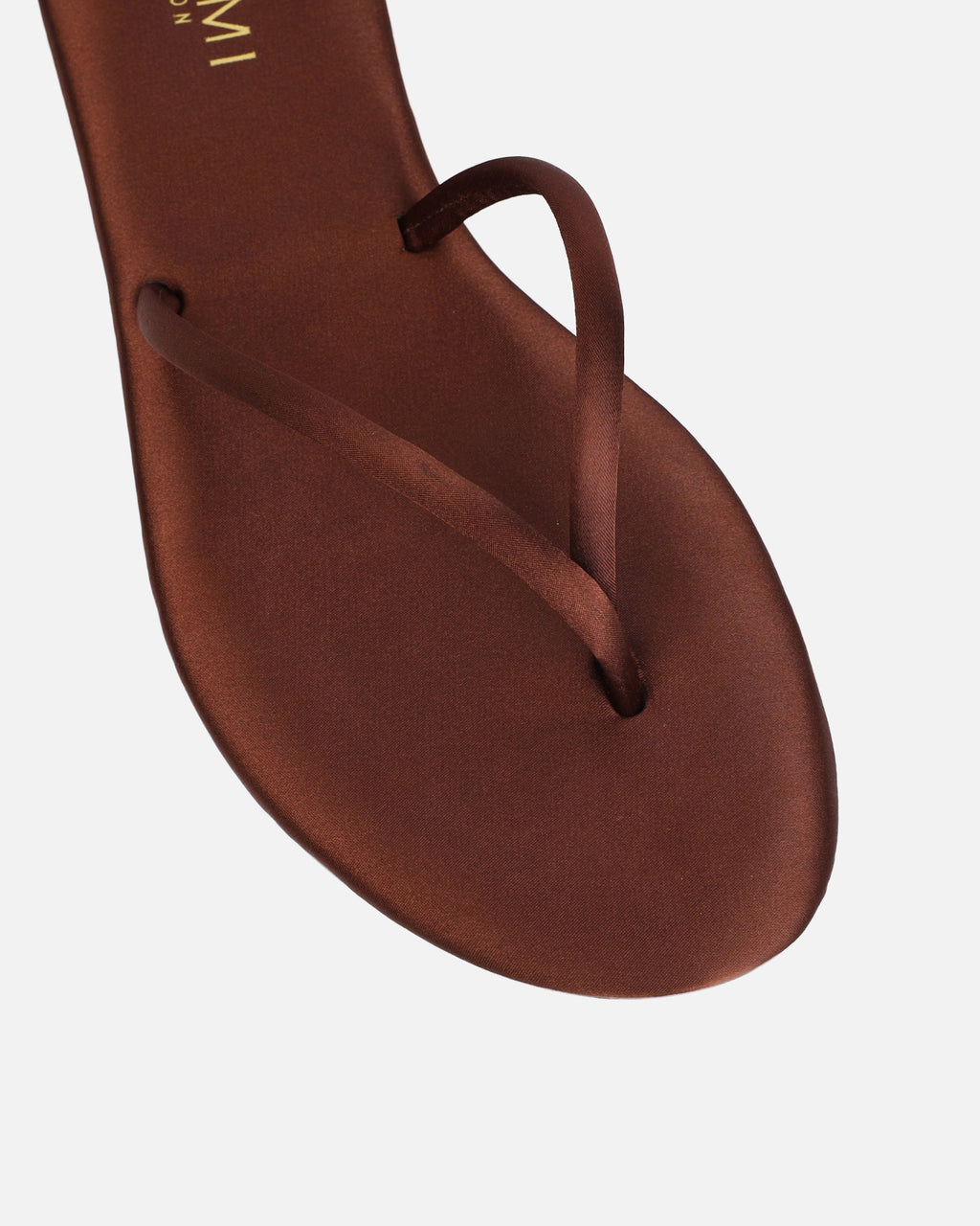 Elmas Chocolate Brown Satin Toe Post Sandals