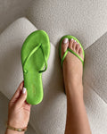 Elmas Green Satin Toe Post Sandals