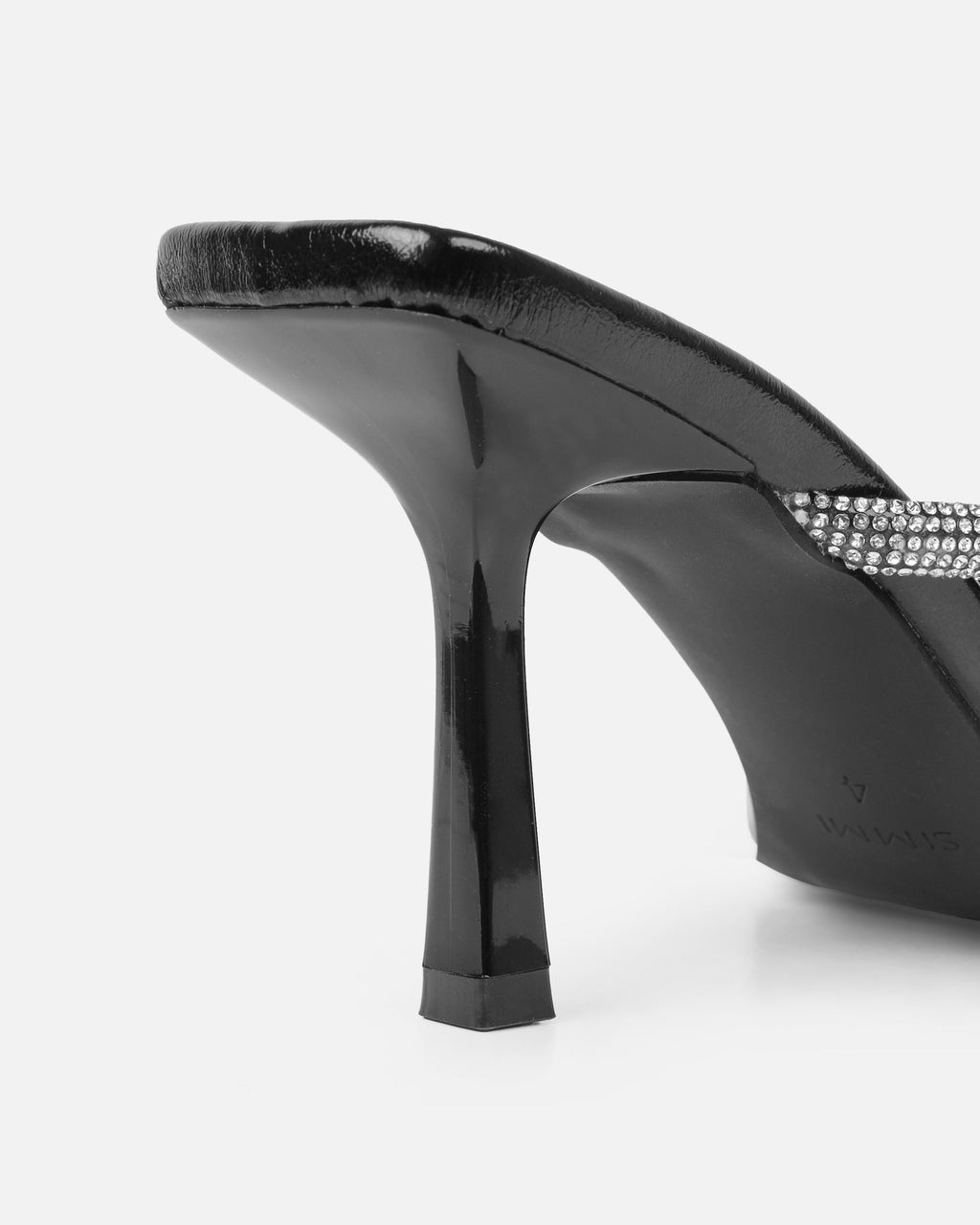 Emmie Black Patent Diamante Toe Thong Sandals