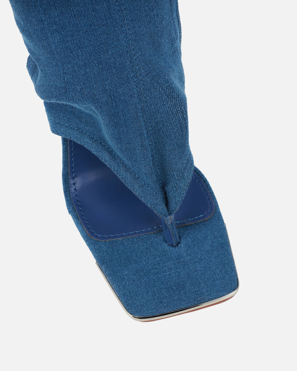Senya Blue Denim Toe Thong Heeled Boots