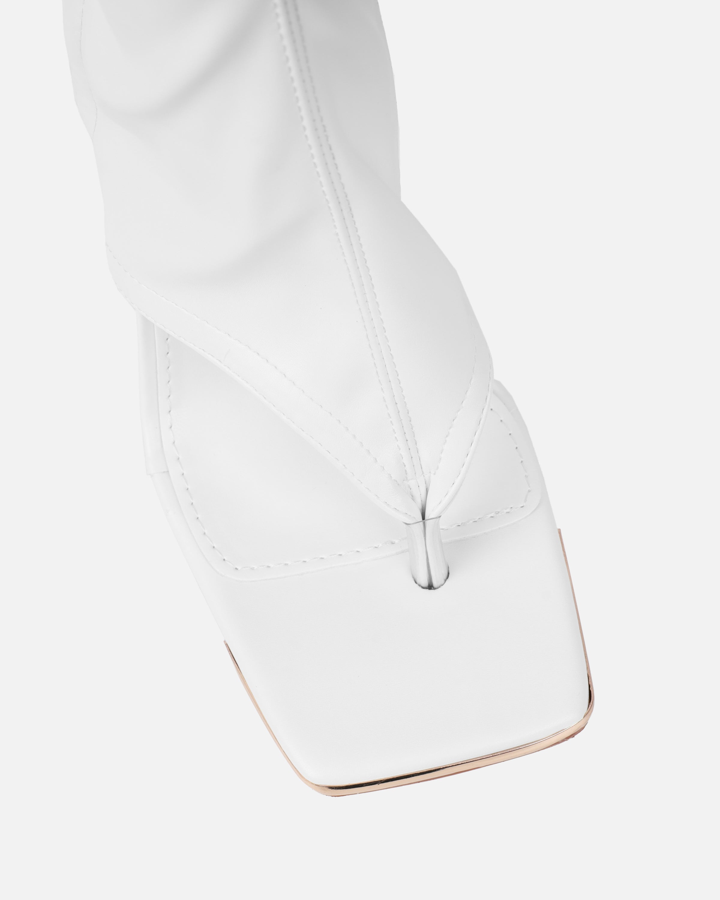 Senya White Toe Thong Heeled Boots