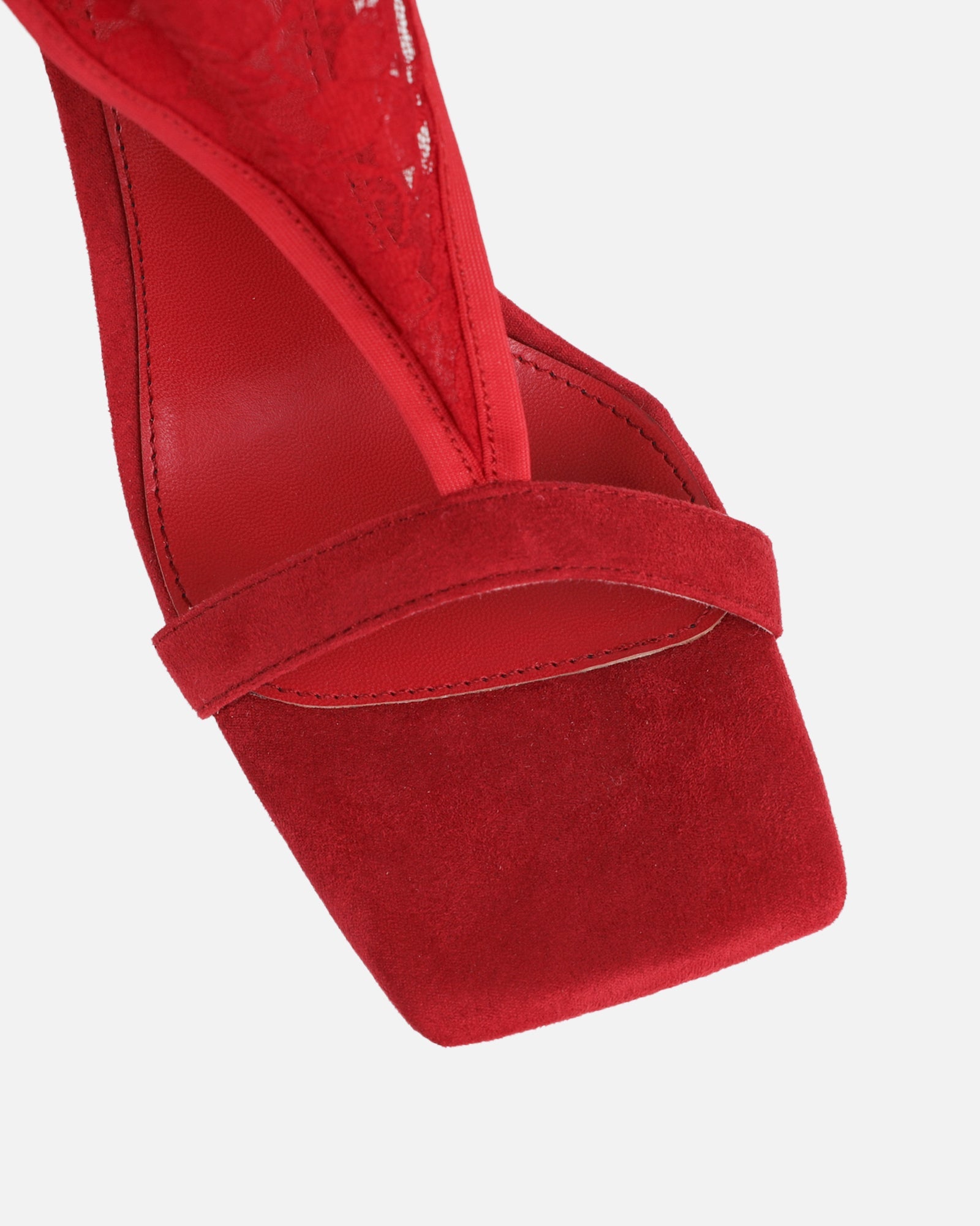 Venya Dark Red Lace Toe Thong Heeled Sandals