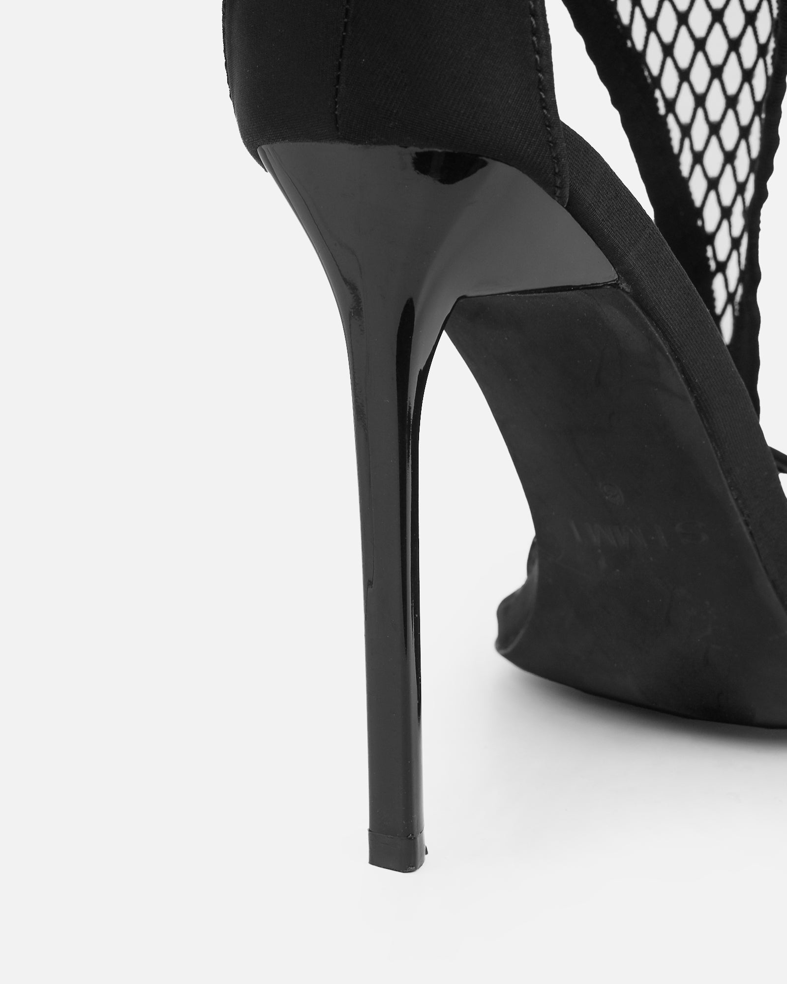 Venyi Black Toe Thong Diamante Mesh Heeled Sandals
