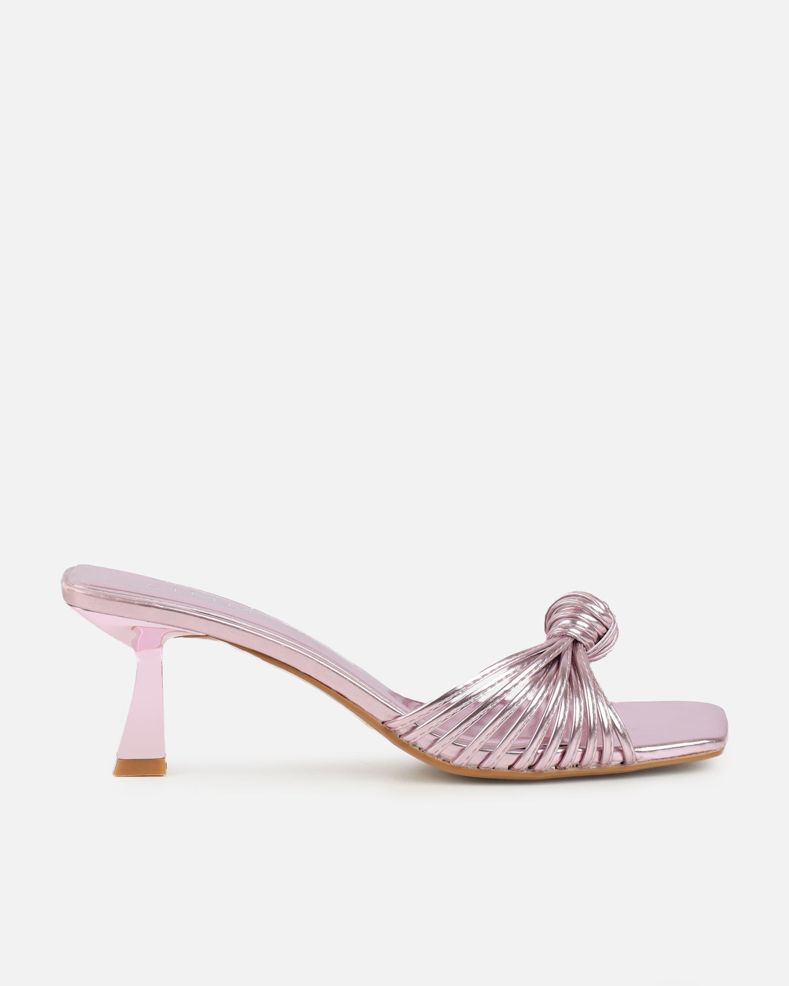 Erina Pink Metallic Knot Detail Mules