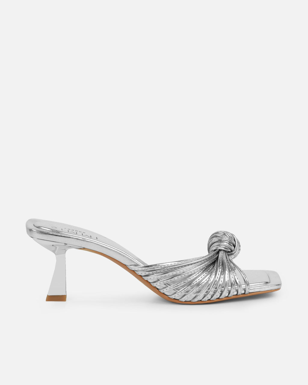 Erina Silver Metallic Knot Detail Mules