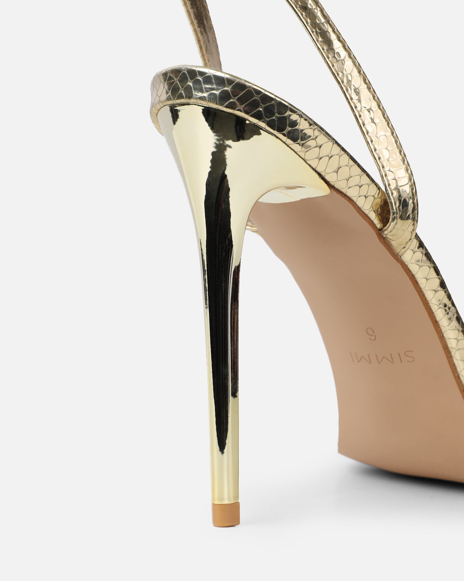 Estafaniaa Gold Snake Stiletto Sandals