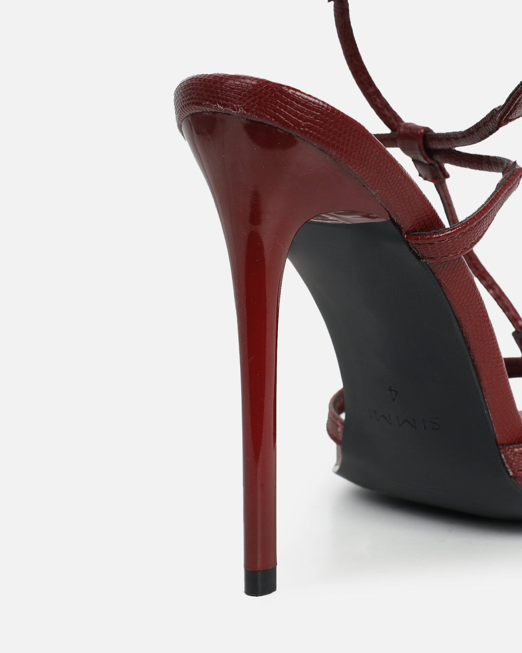 Evara Burgundy Lizard Strappy Heeled Sandals