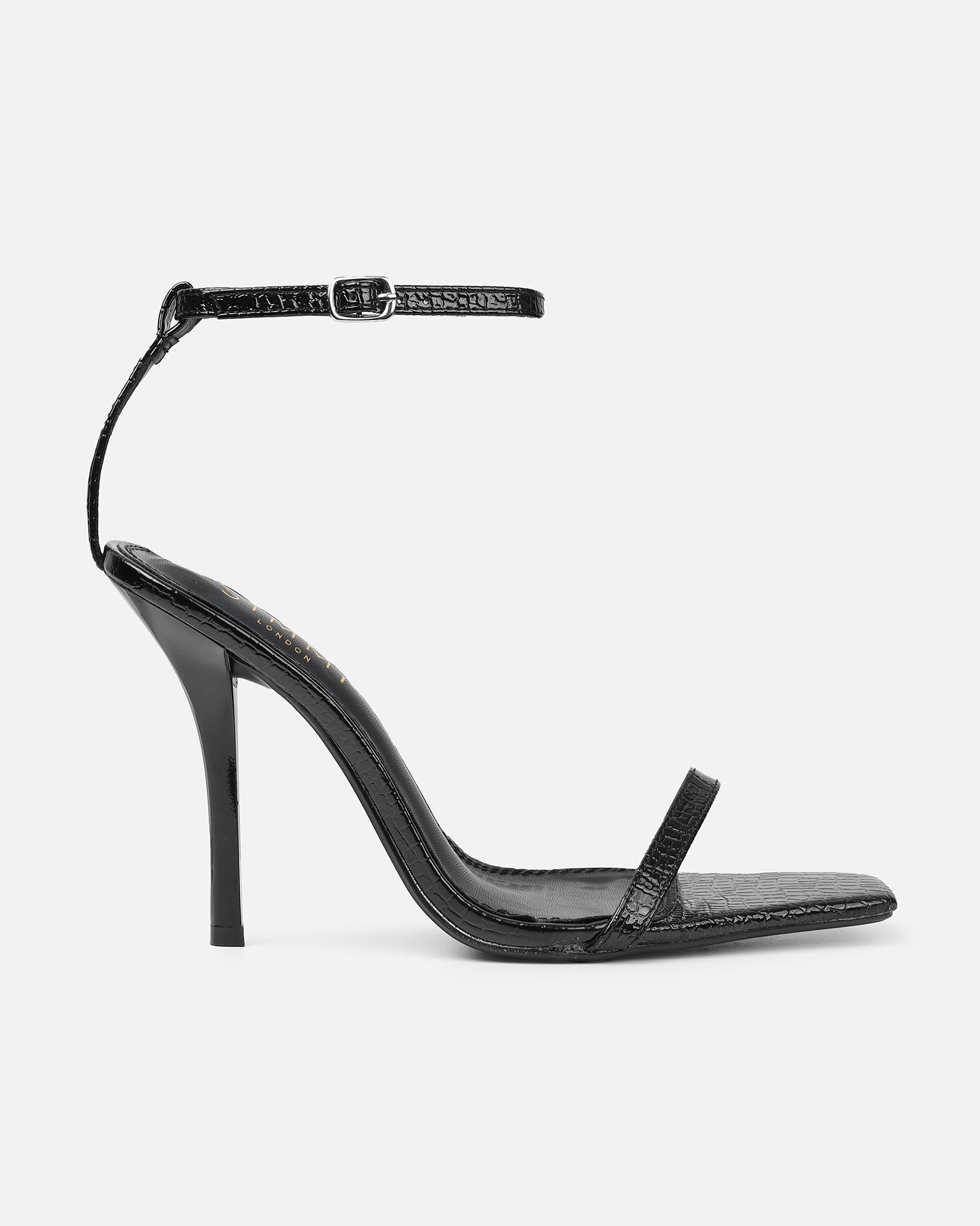 Dosia Black Snake Effect Two Part Sandals