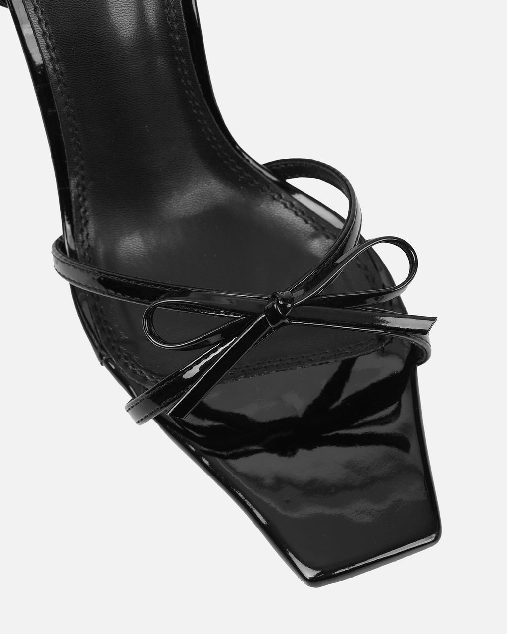 Faron Black Patent Bow Detail Heeled Sandals