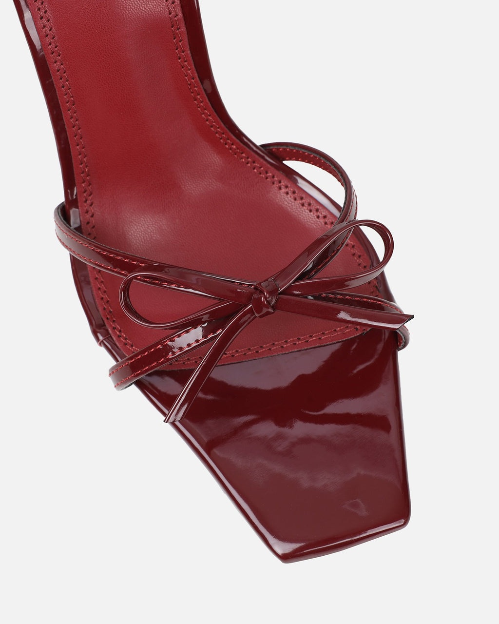 Faron Burgundy Patent Bow Detail Heeled Sandals
