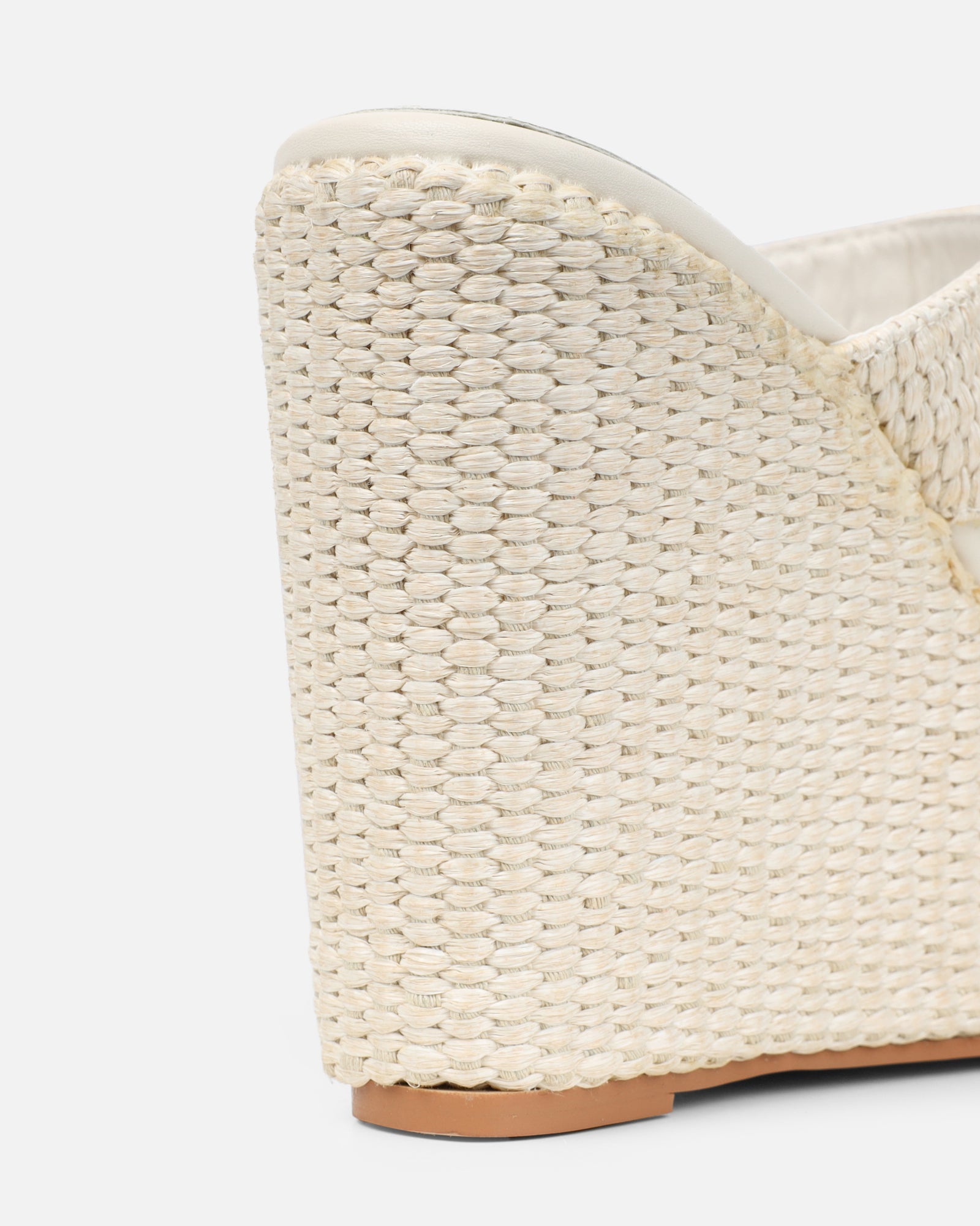 Neena Beige Raffia Wedge Sandals