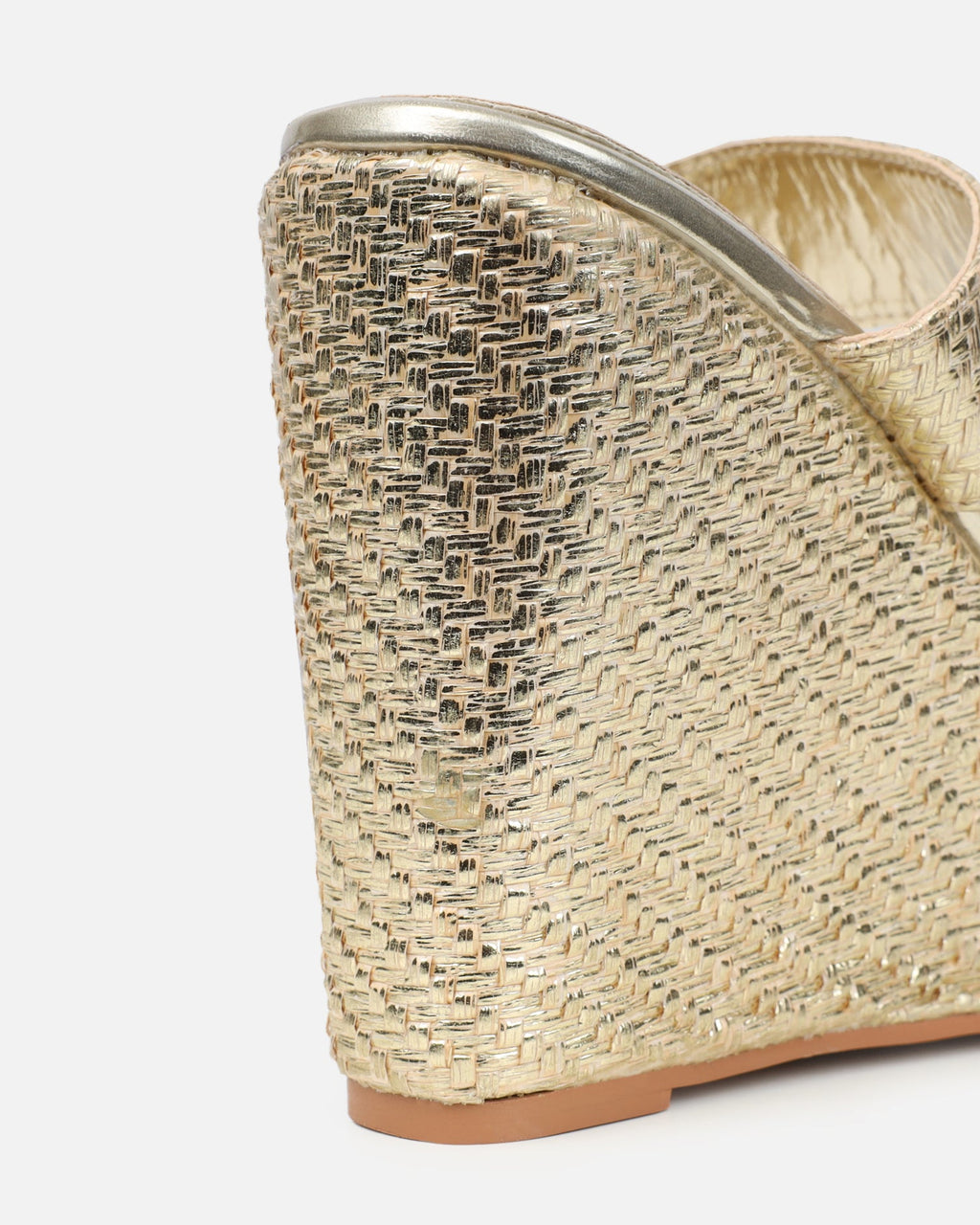 Neena Gold Metallic Raffia Wedge Sandals