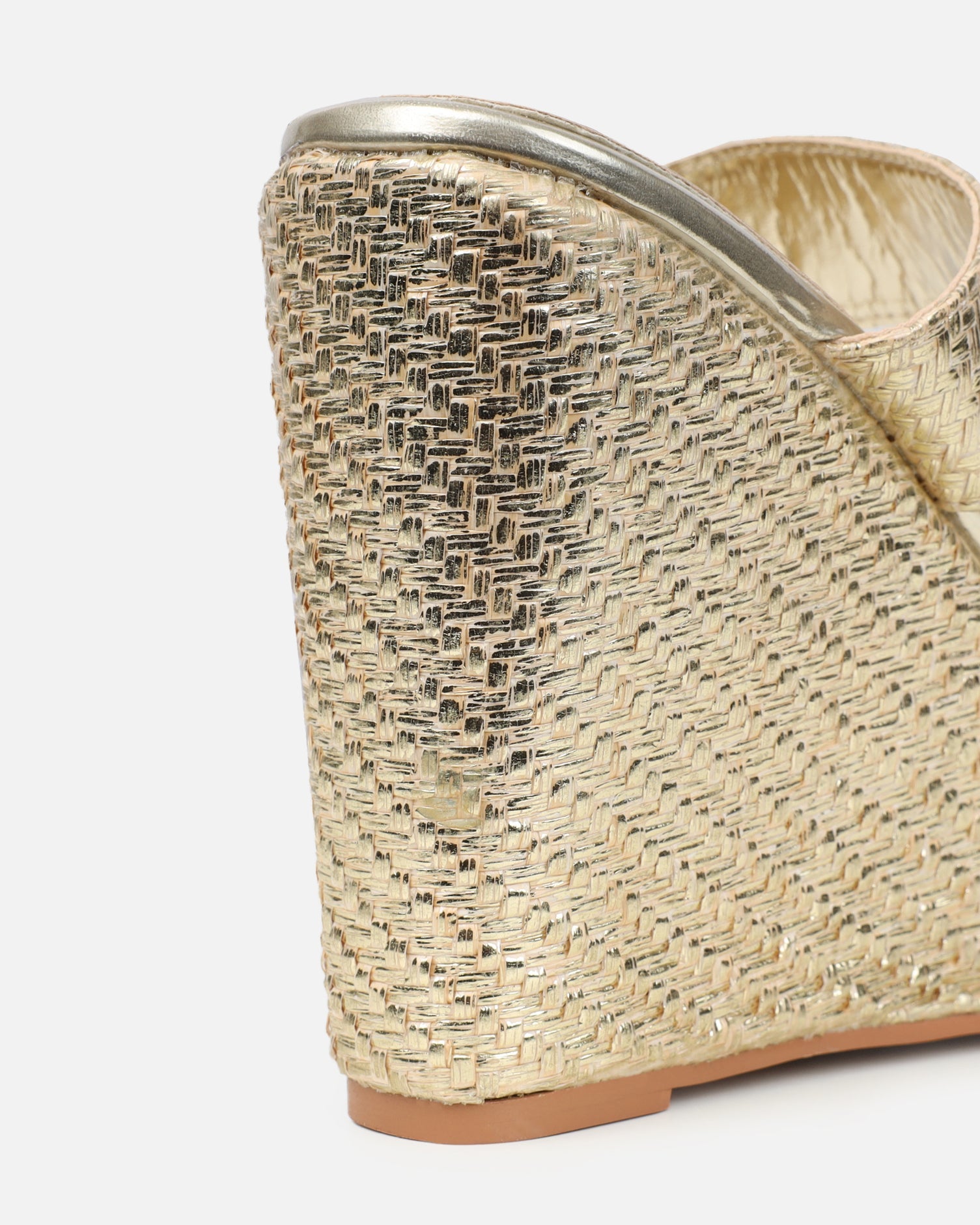 Neena Gold Metallic Raffia Wedge Sandals