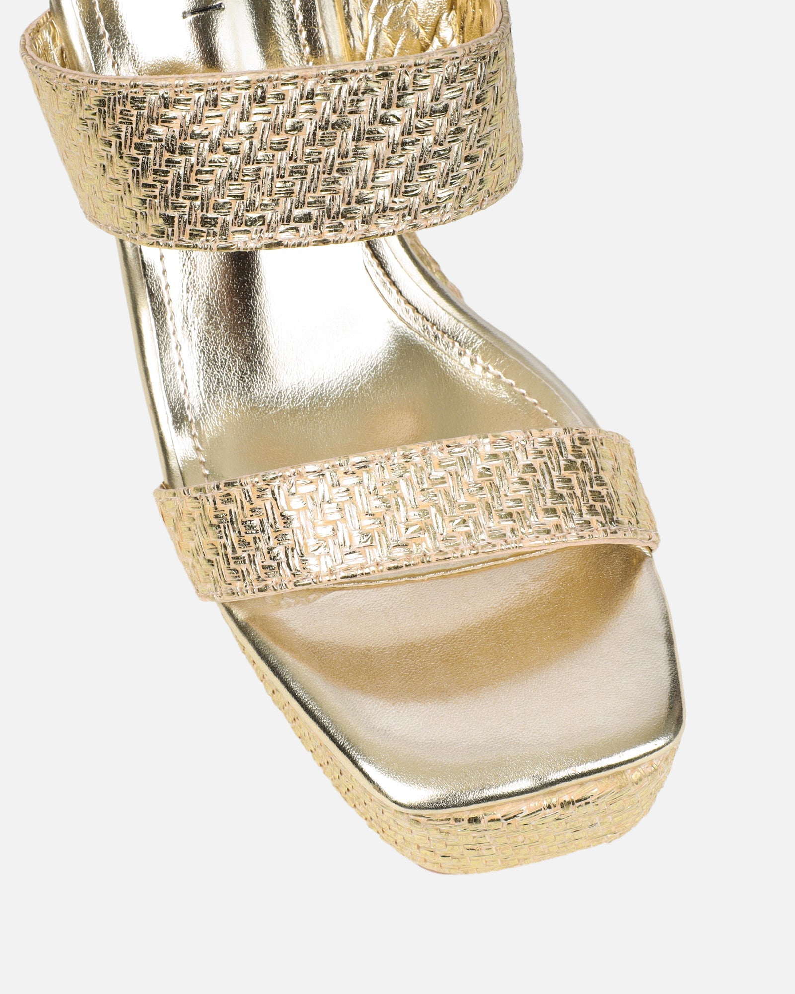 Neena Gold Metallic Raffia Wedge Sandals