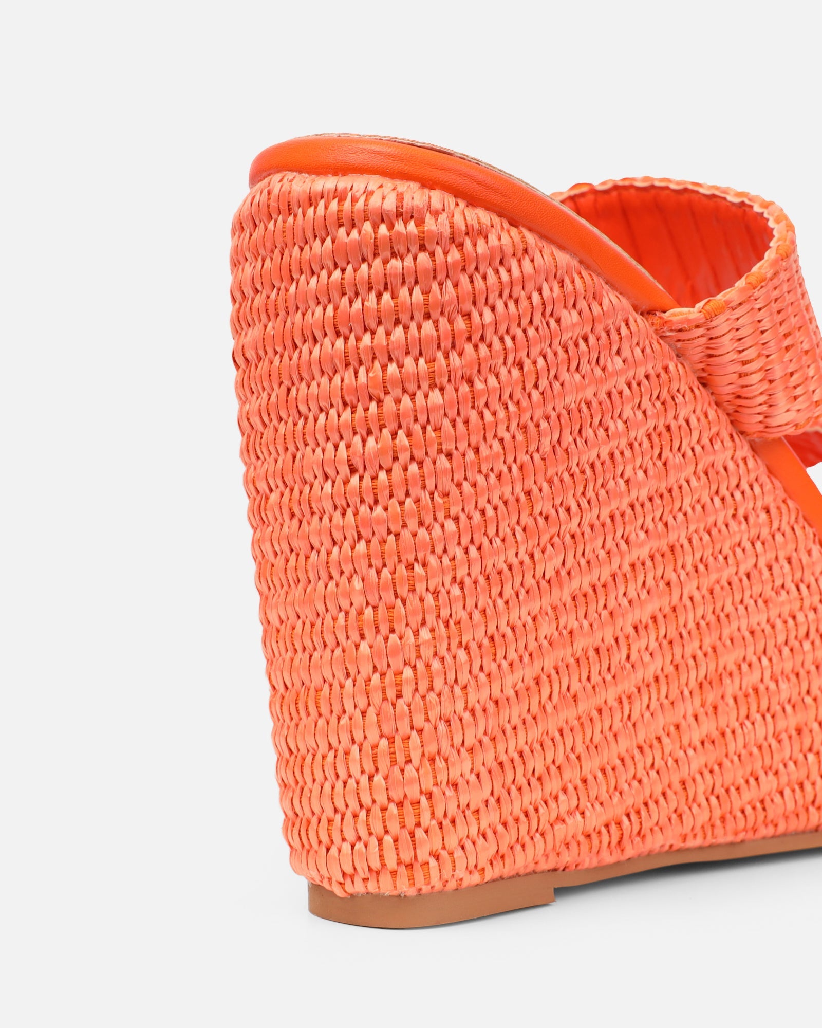 Neena Orange Raffia Wedge Sandals