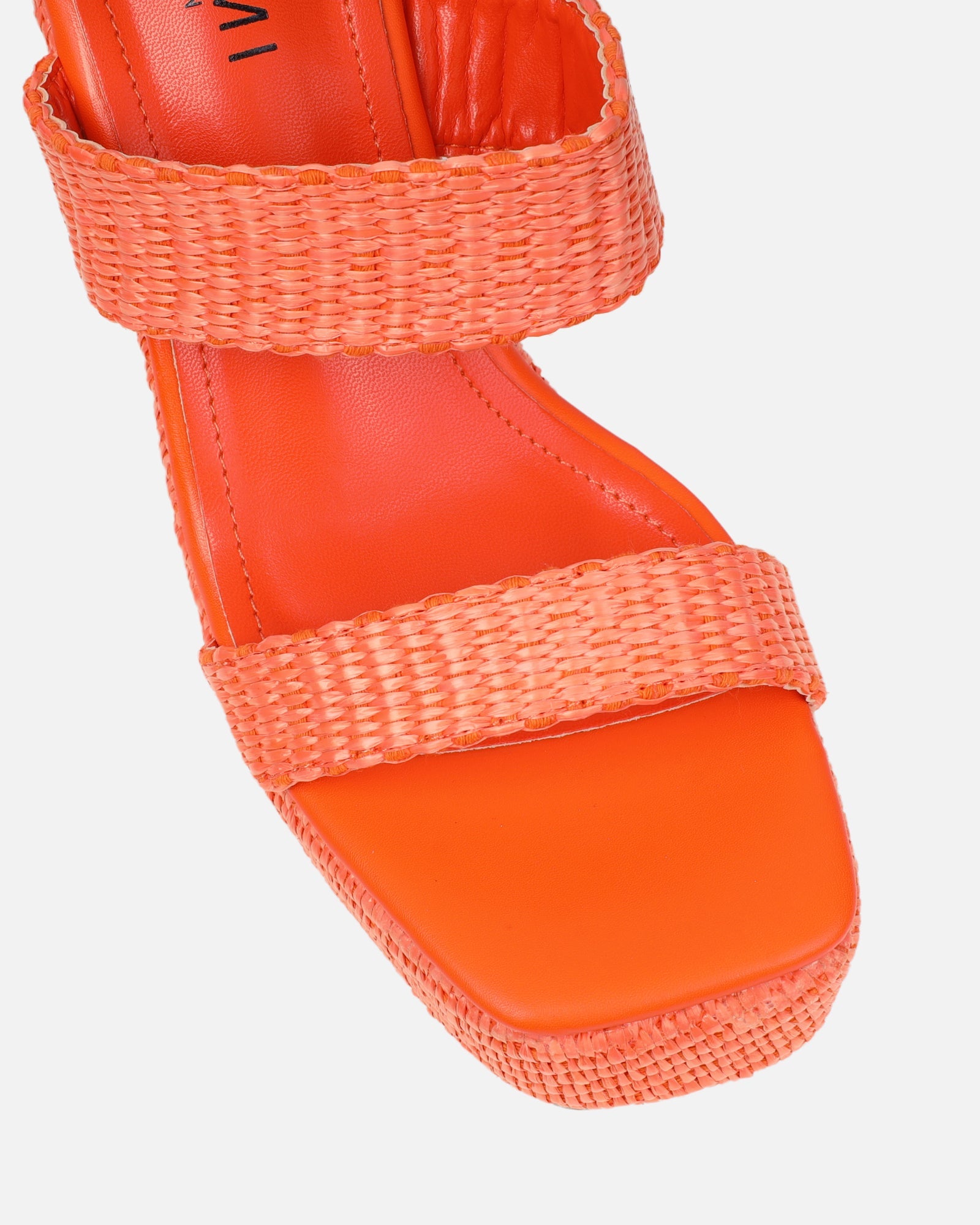 Neena Orange Raffia Wedge Sandals