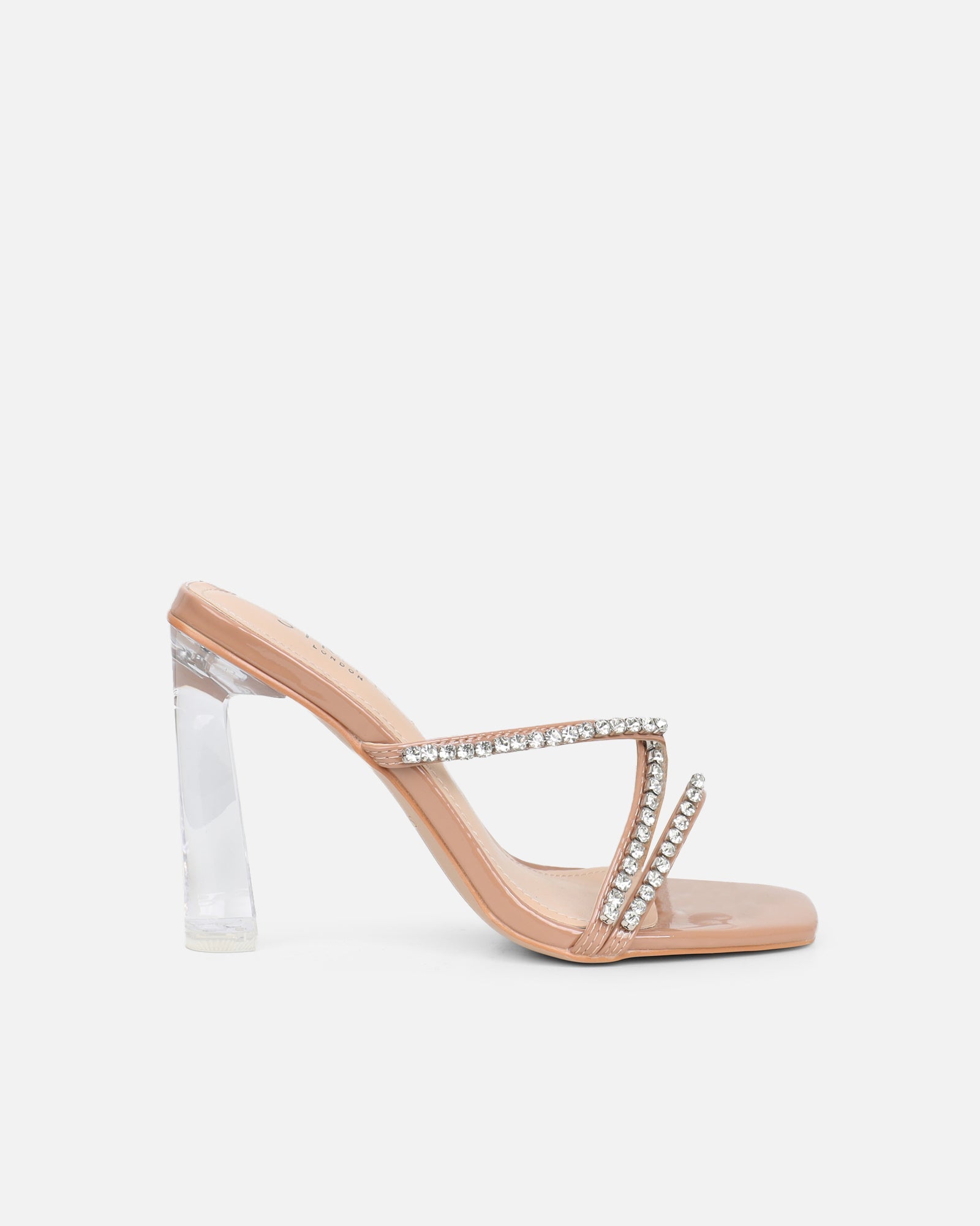 Ferney Nude Patent Diamante Mules