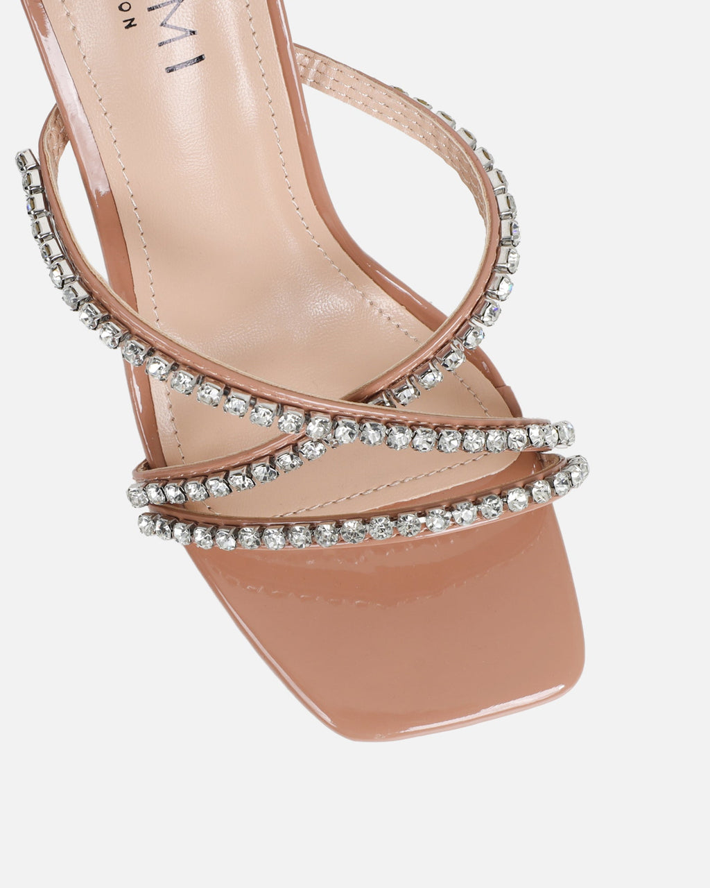 Ferney Nude Patent Diamante Mules