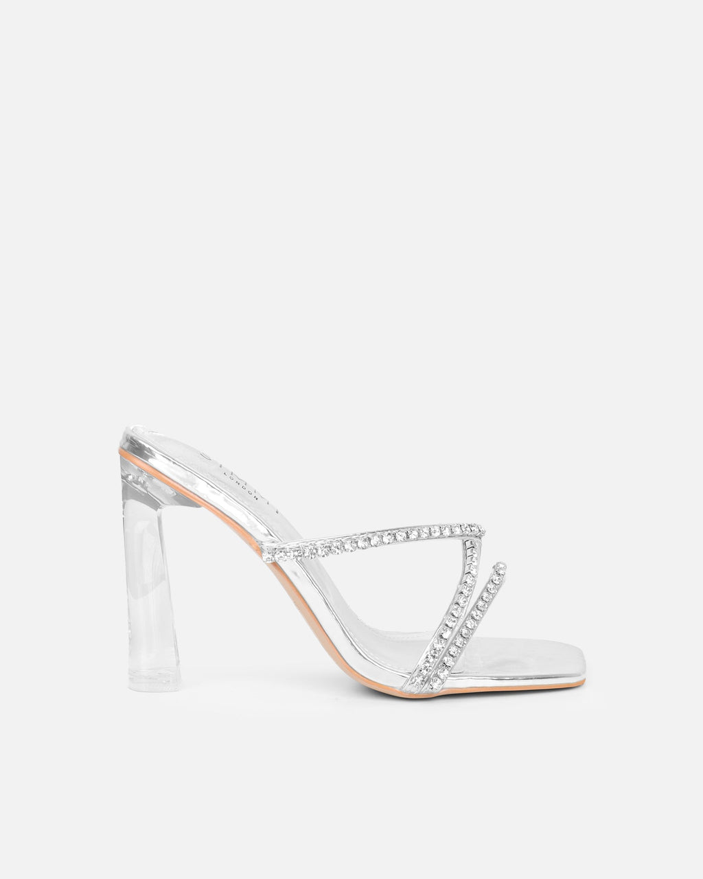 Ferney Silver Mirror Diamante Mules
