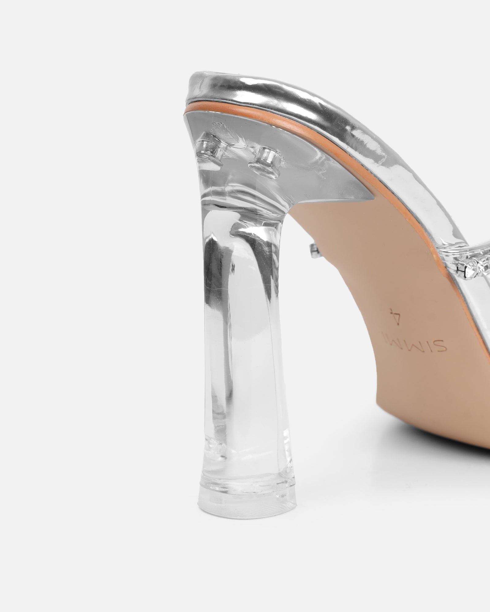 Ferney Silver Mirror Diamante Mules
