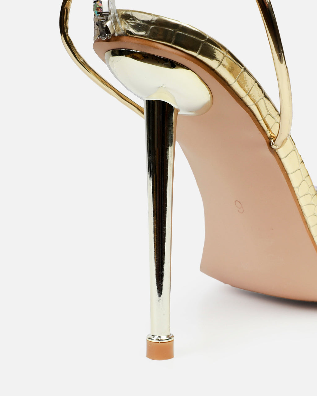 Felicity Gold Mirror Faux Snake Diamante Heels
