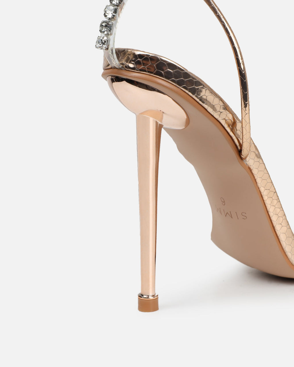 Felicity Gold Mirror Snake Diamante Heels
