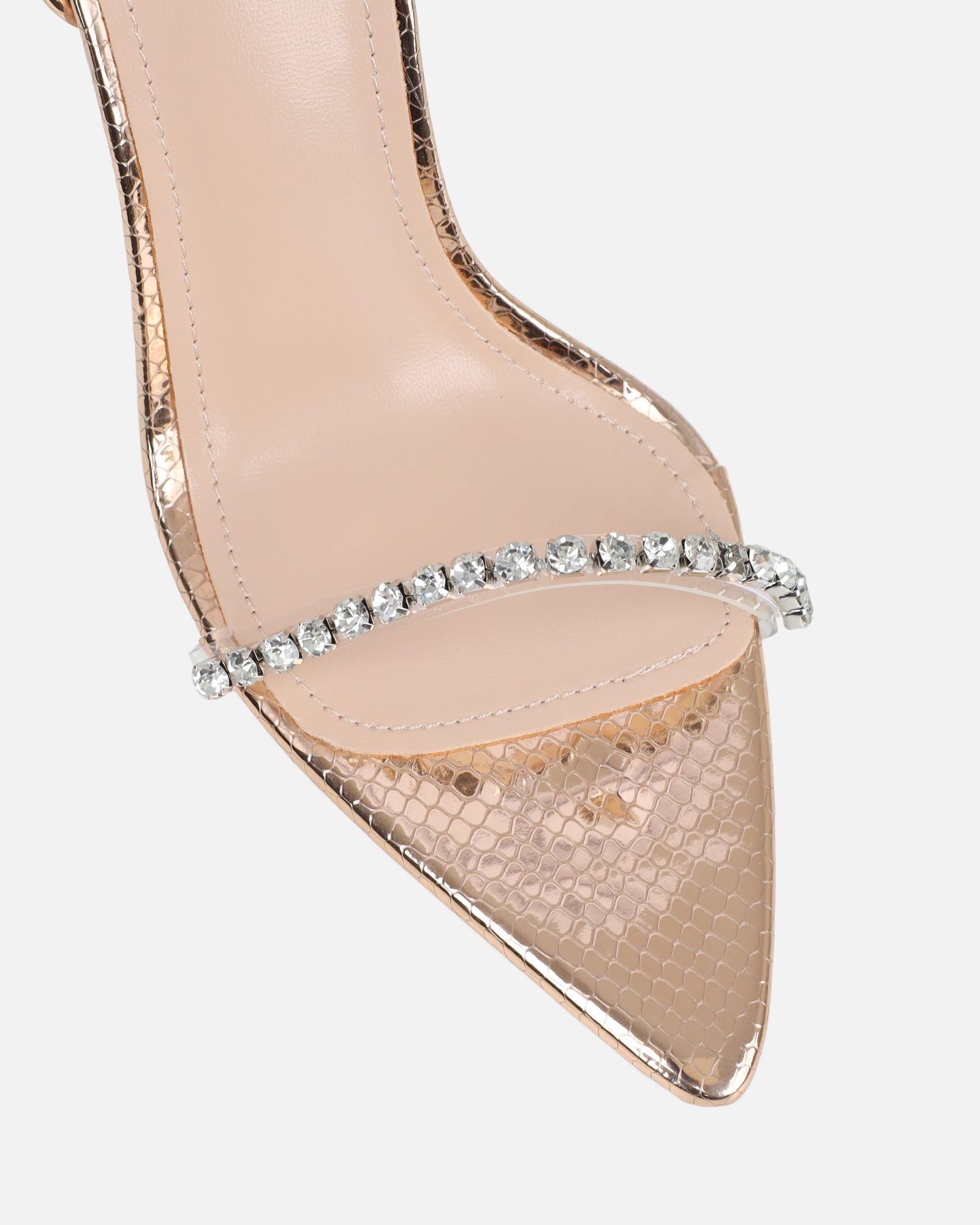 Felicity Gold Mirror Snake Diamante Heels
