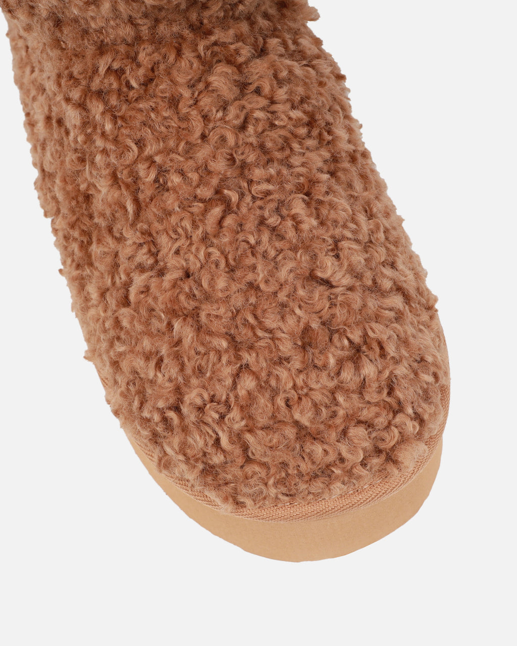 Fleecy Chestnut Tan Borg Flatform Boots