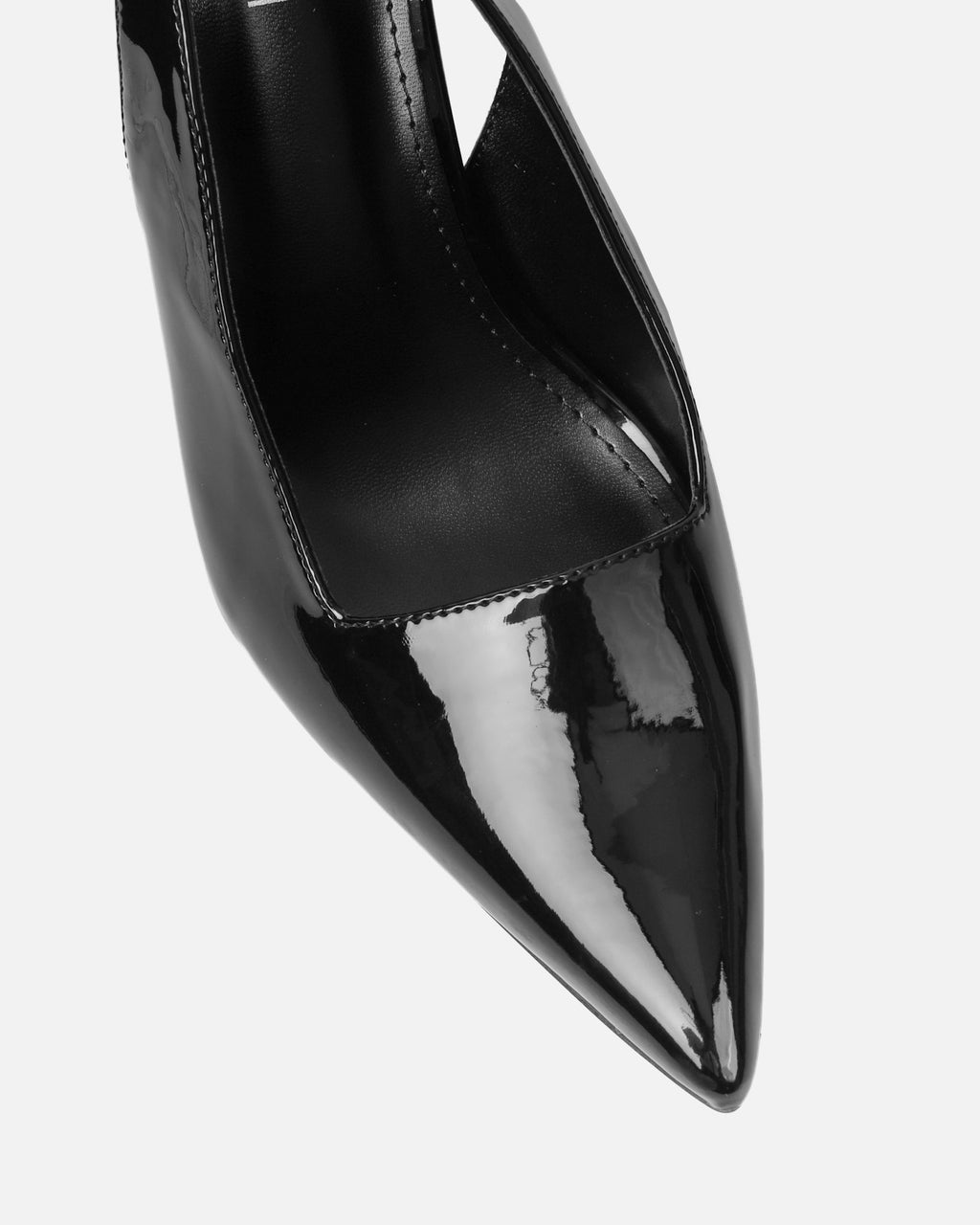 Flora Black Patent Sling Back Court Shoes