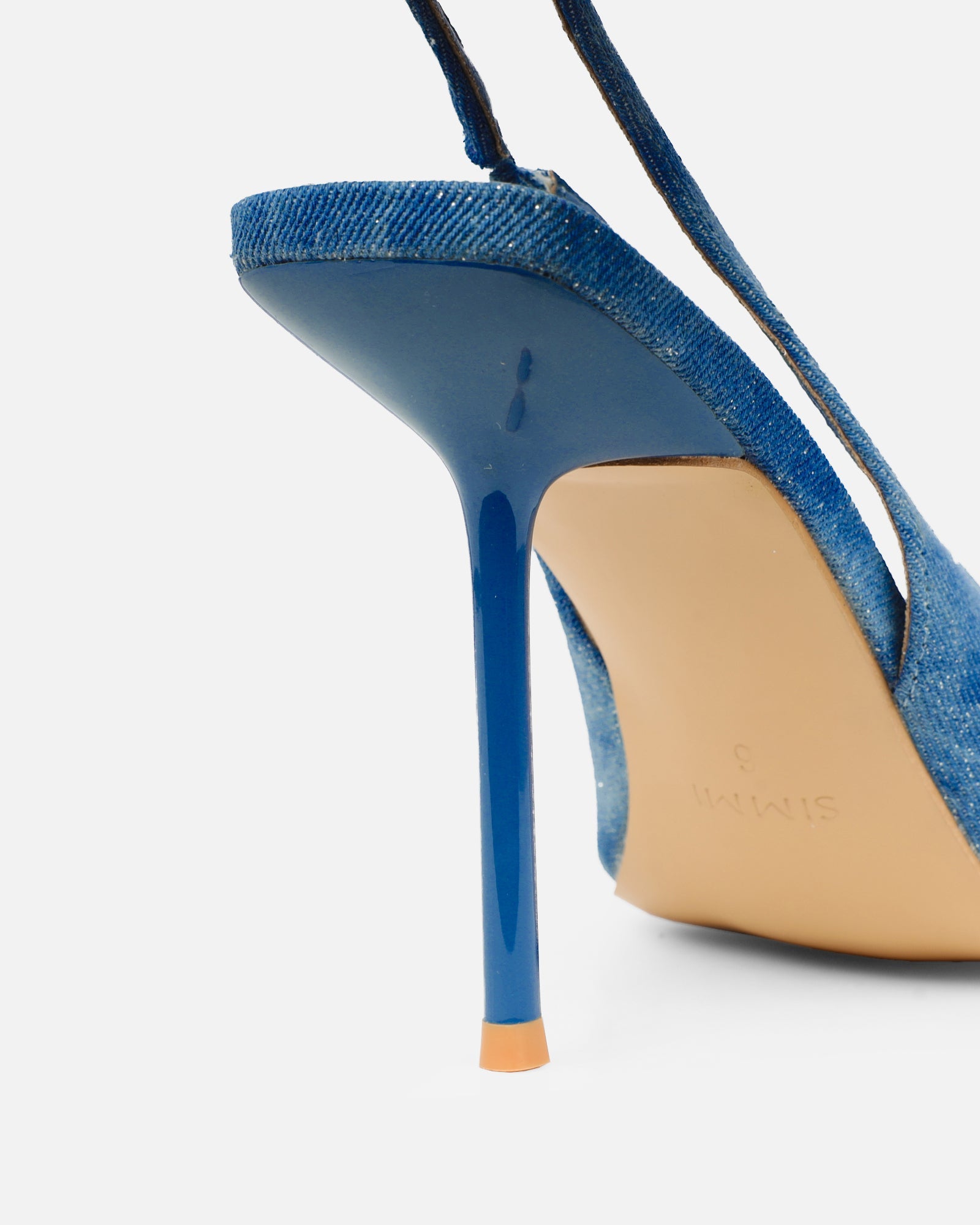 Flora Blue Denim Sling Back Court Shoes