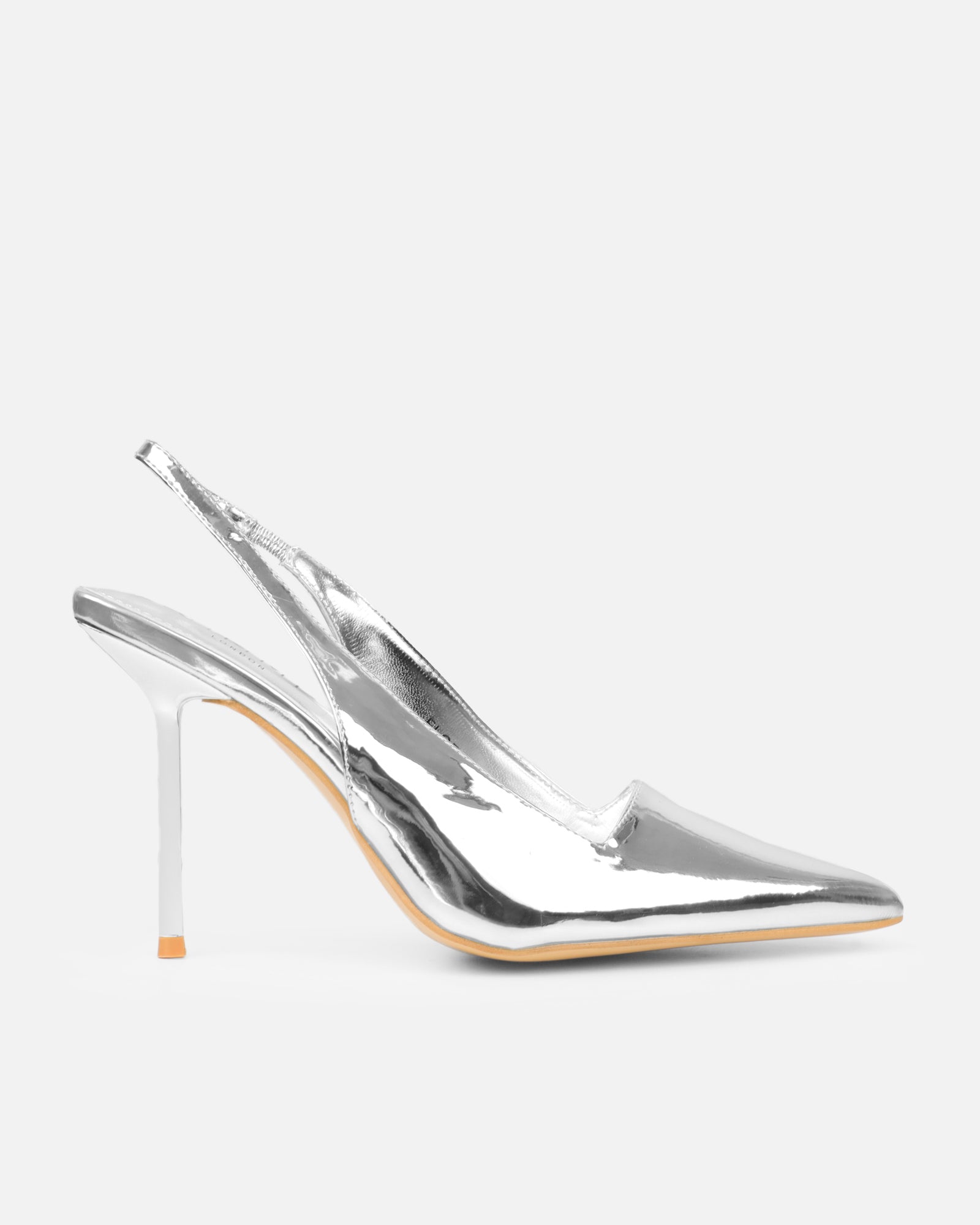 Flora Silver Mirror Sling Back Court Shoes