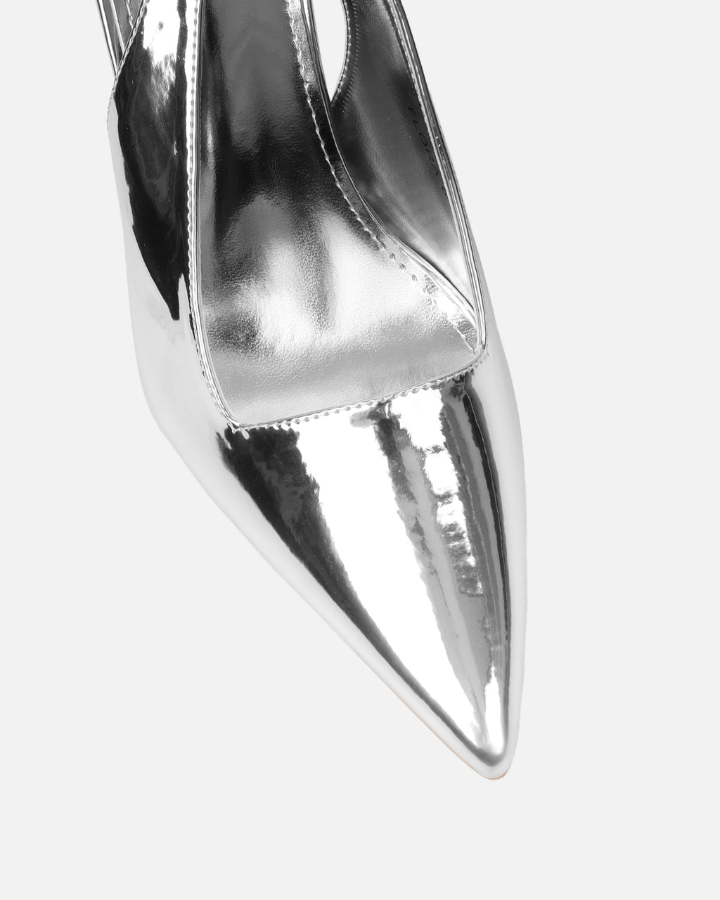 Flora Silver Mirror Sling Back Court Shoes