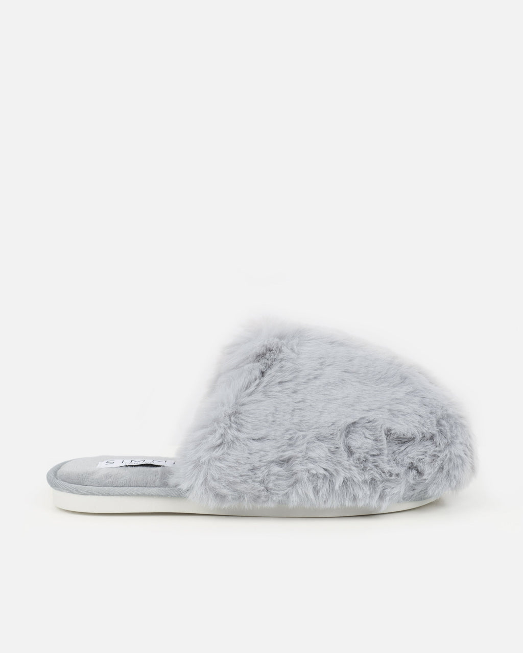 Fluff Grey Faux Fur Round Slippers