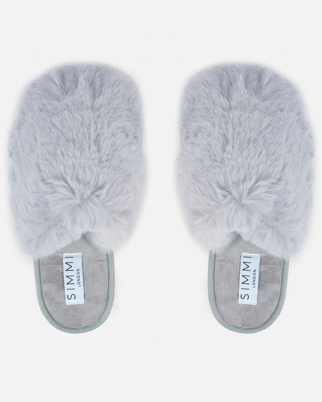 Fluff Grey Faux Fur Round Slippers