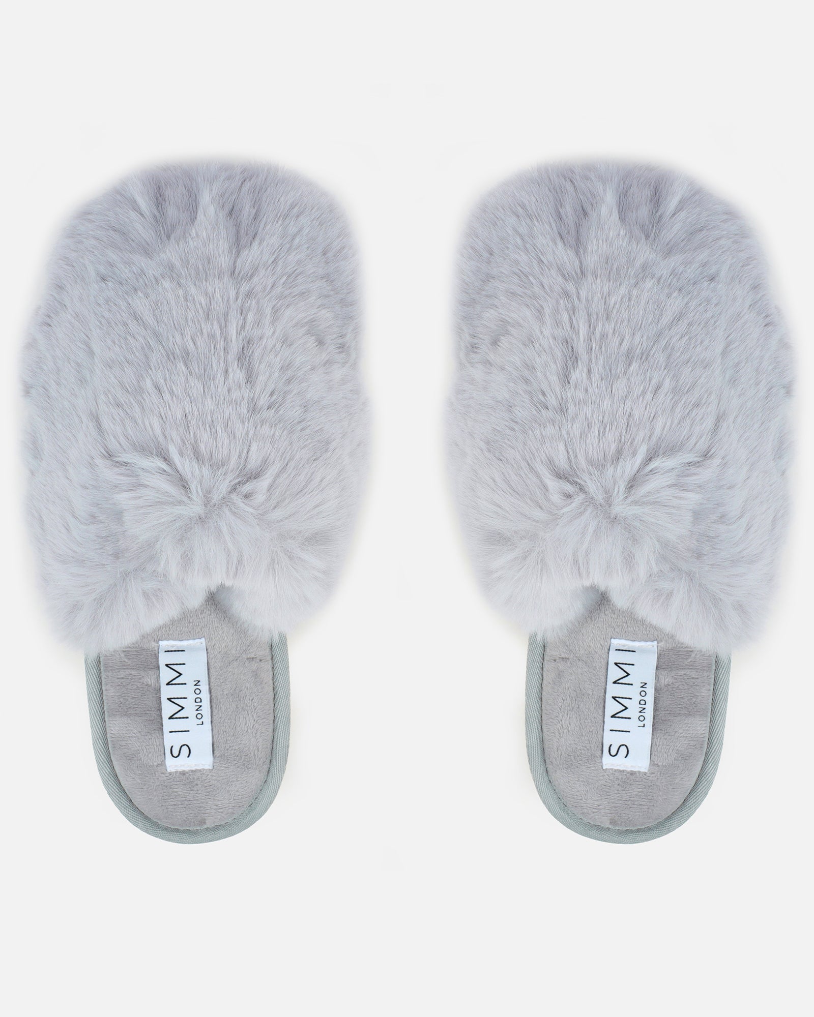 Fluff Grey Faux Fur Round Slippers