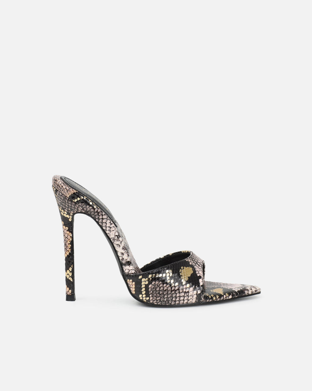 Franca Beige Snake Print Stiletto Mules