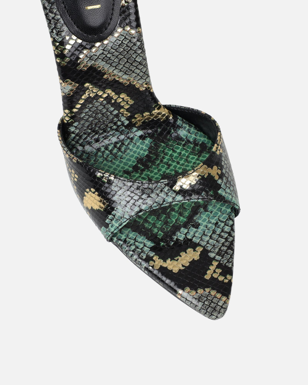 Franca Green Snake Print Stiletto Mules
