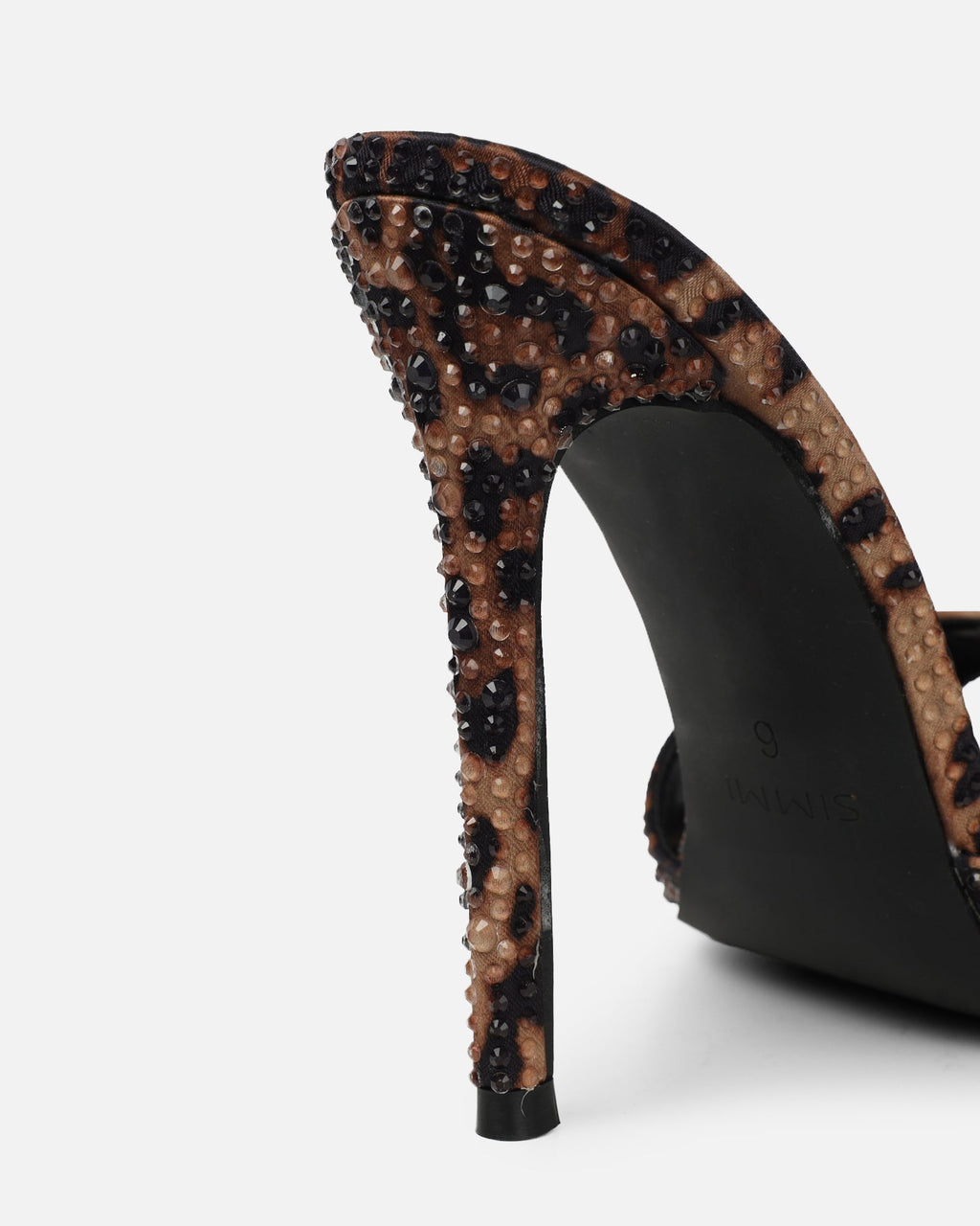 Fenella Leopard Print Satin Diamante Mules