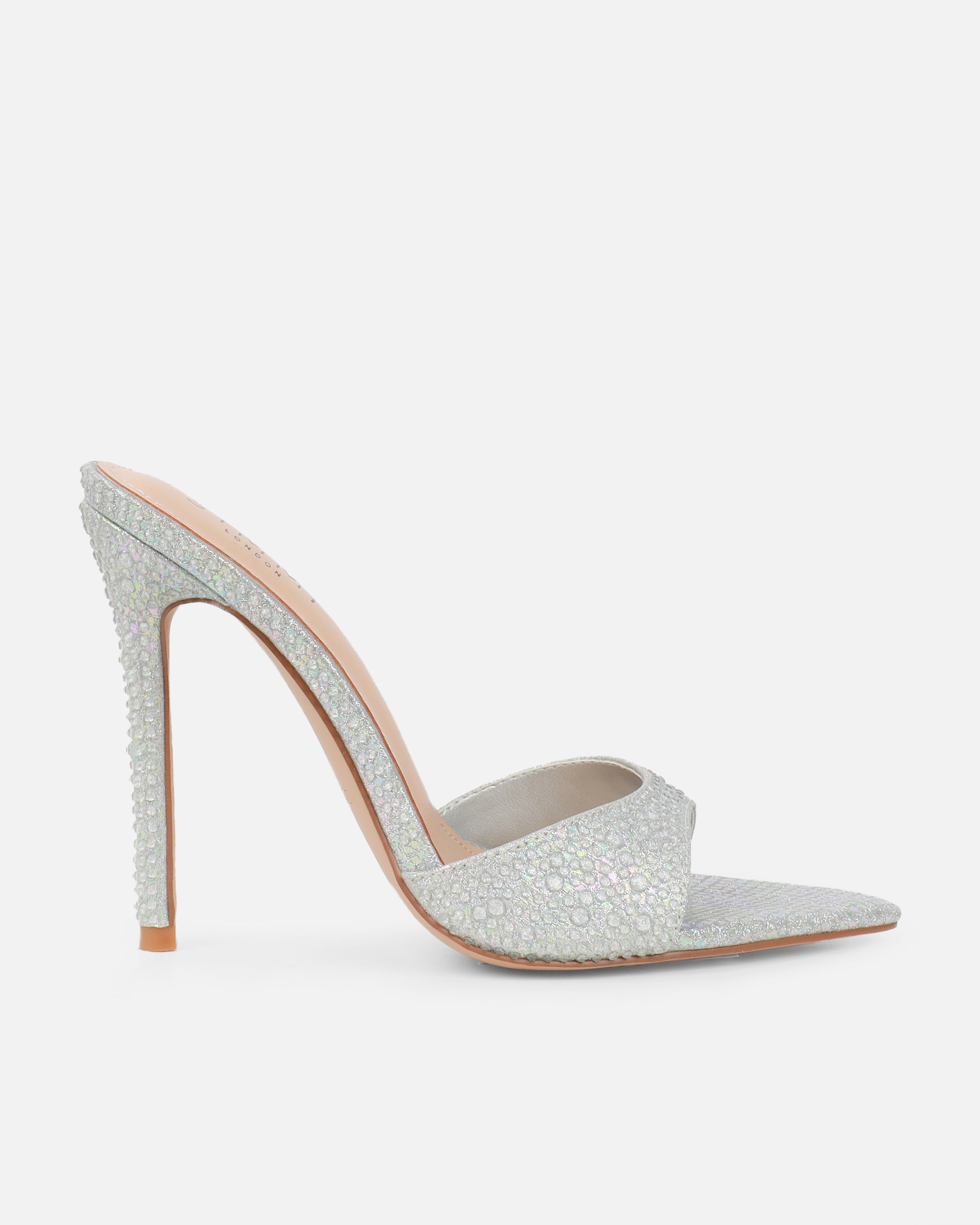 Reef Silver Glitter Snake Droplet Mule Sandals